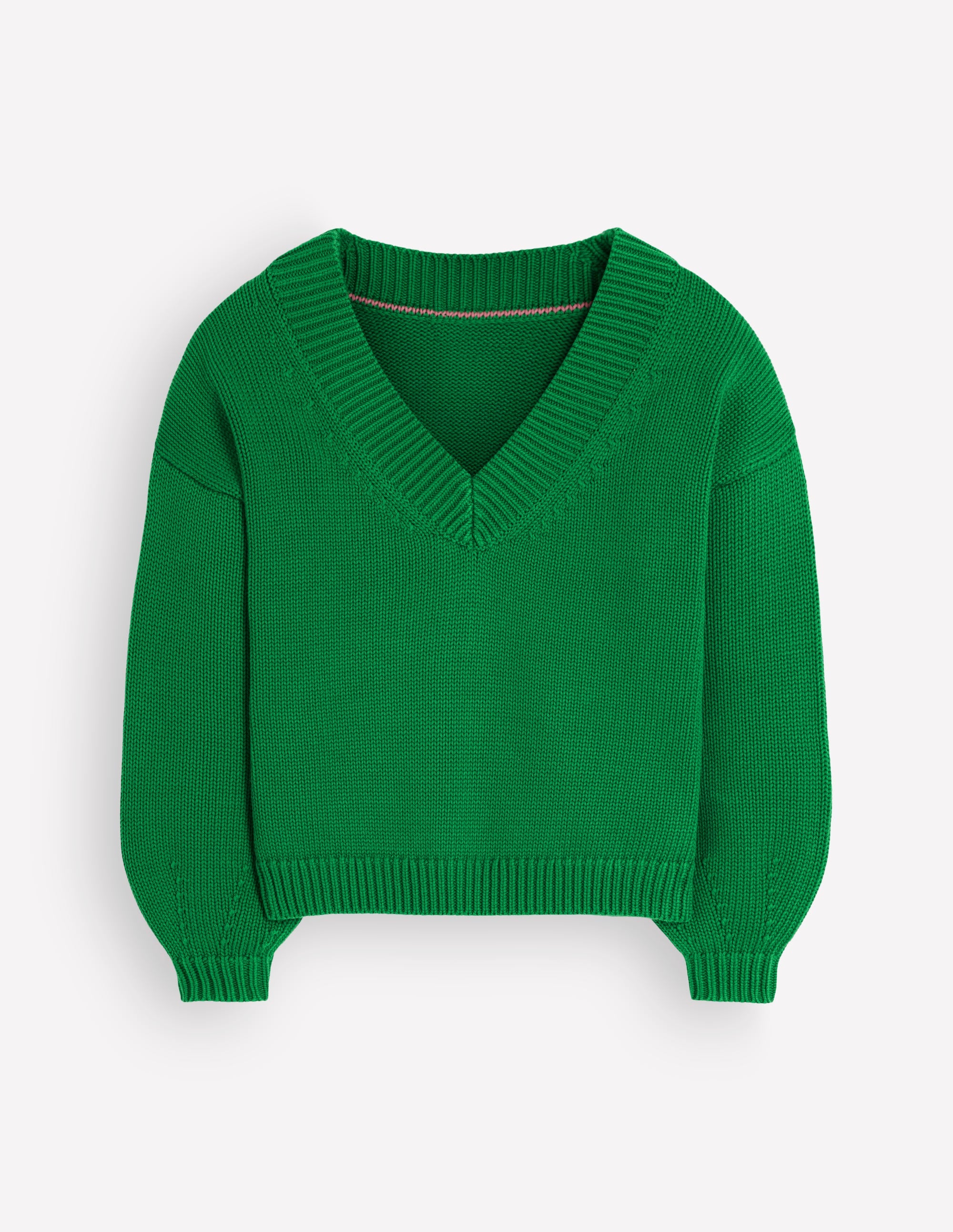 Lucy Cotton V-neck Sweater-Highland Green - Image 7