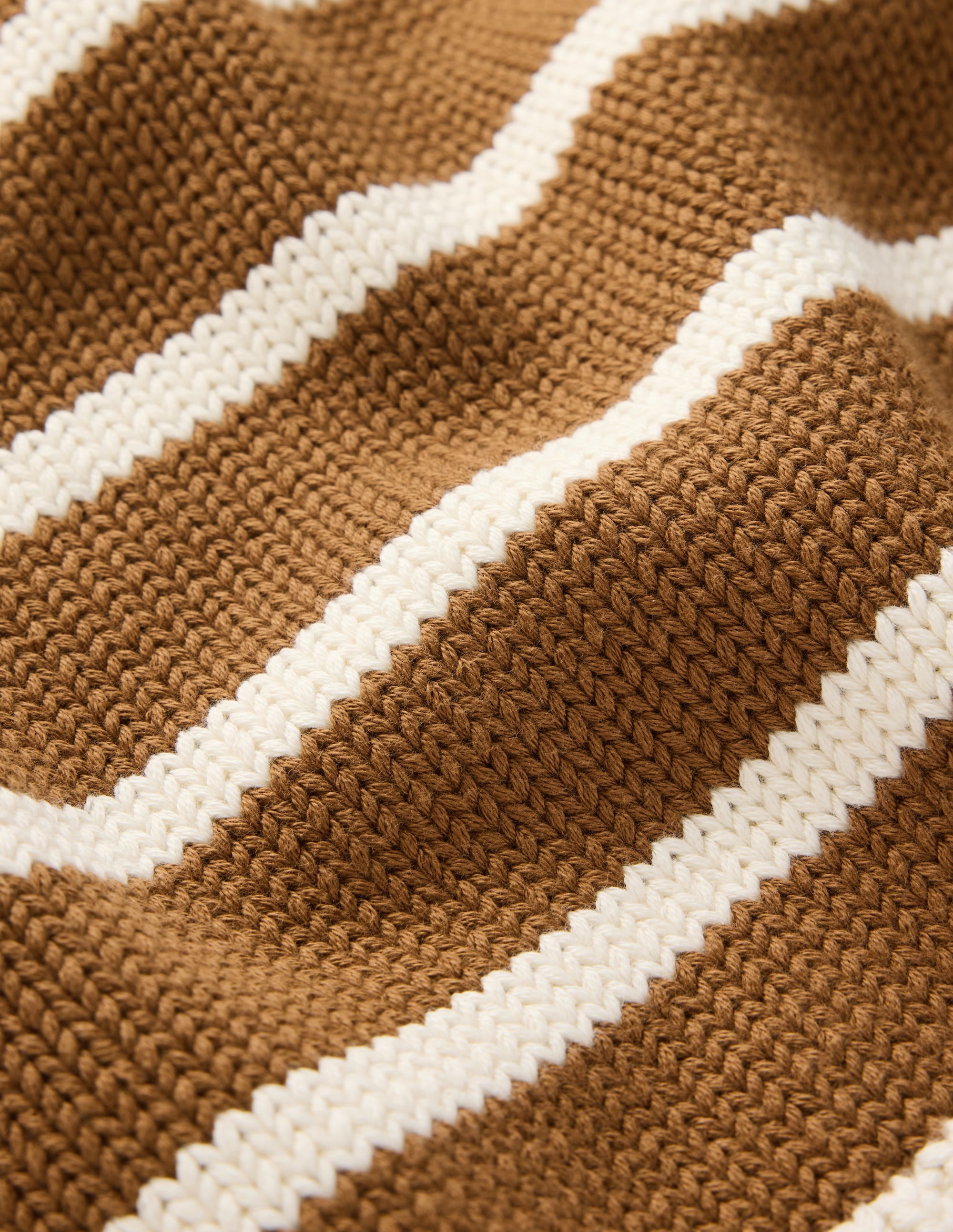 Lucy Cotton V-neck Sweater-Gingerbread, Ivory - Image 9