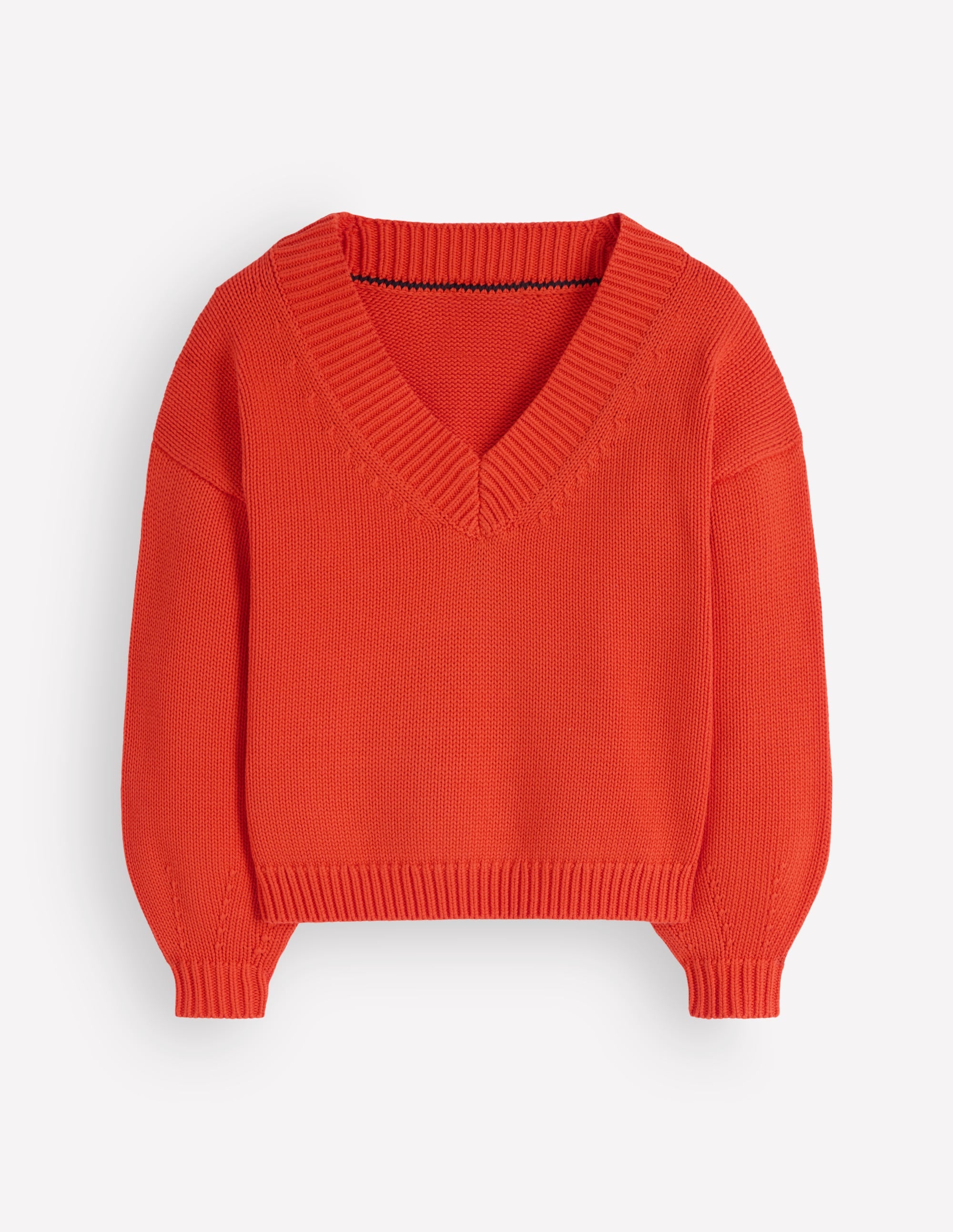 Lucy Cotton V-neck Sweater-Sunset Orange - Image 7