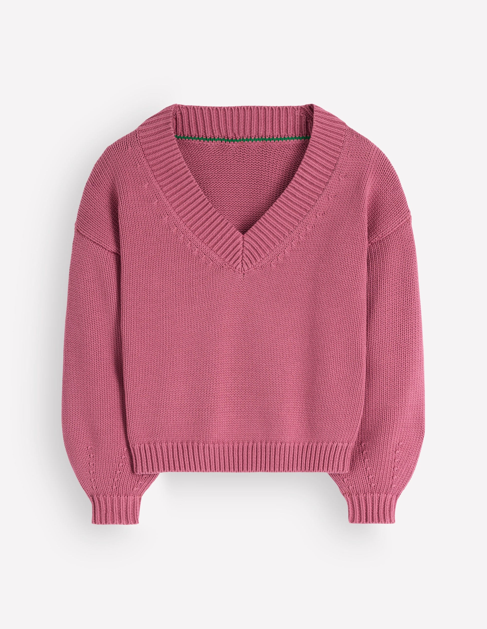 Lucy Cotton V-neck Sweater-Pink Heather-11