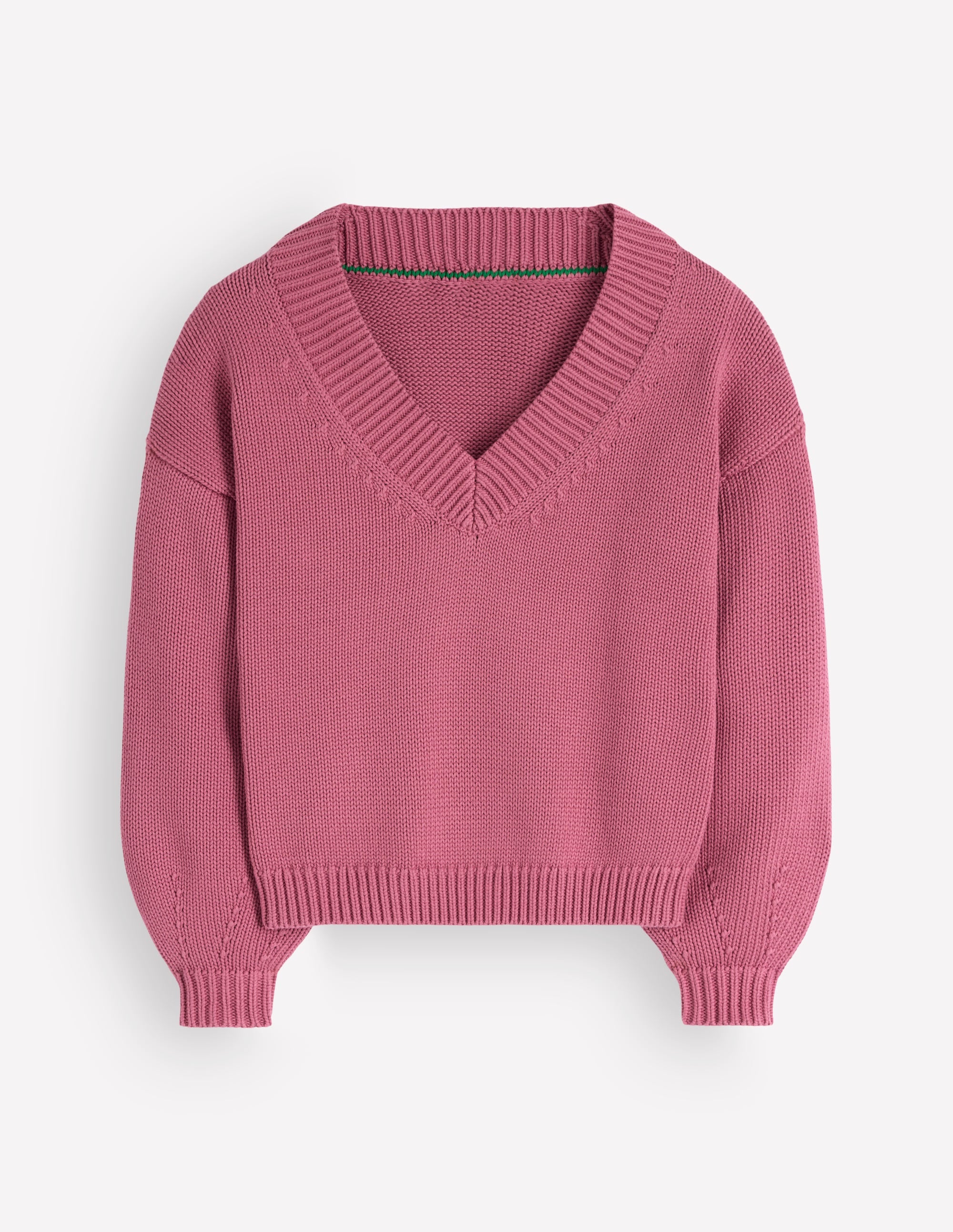Lucy Cotton V-neck Sweater-Pink Heather - Image 11