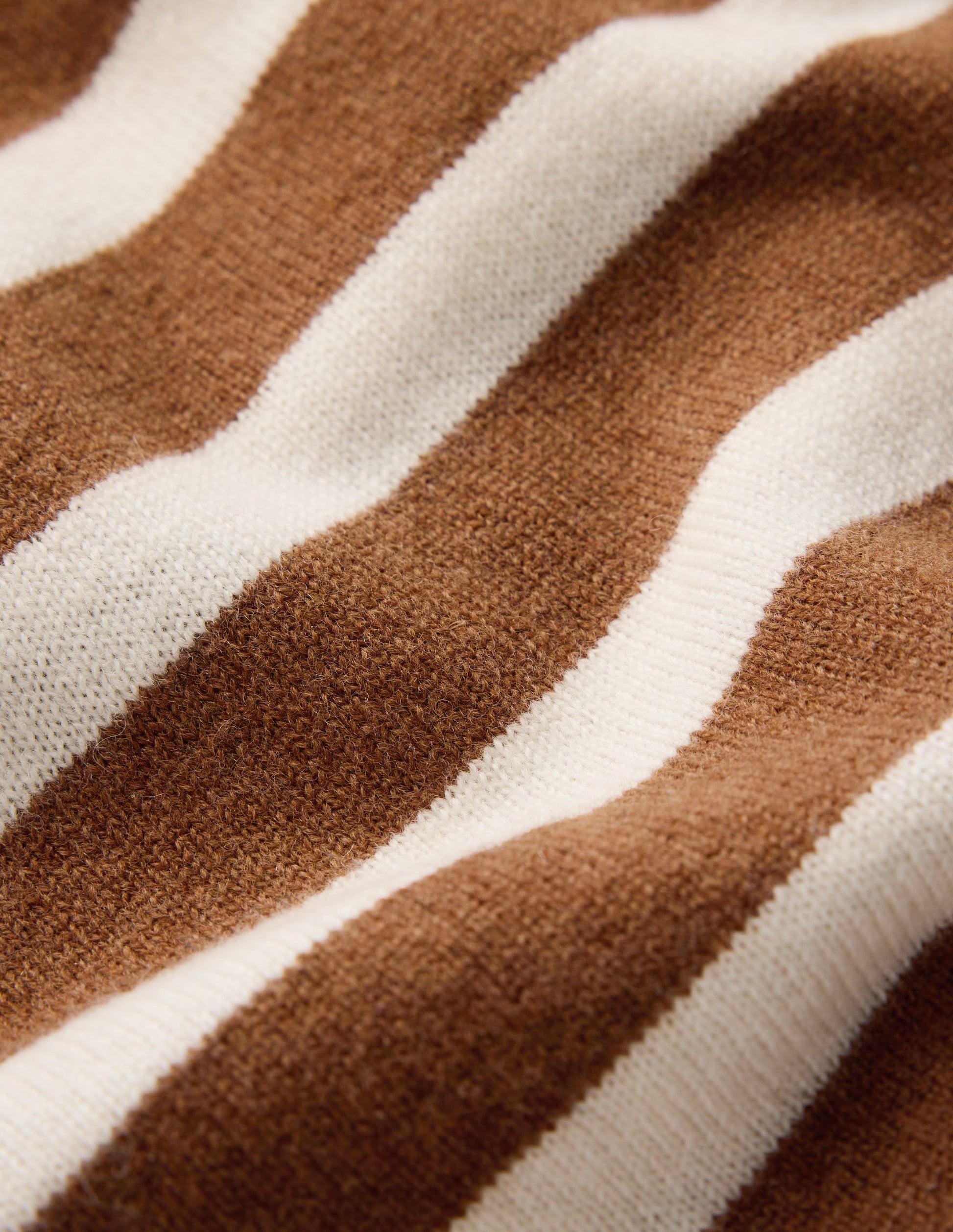 Bow Neck Knitted T-shirt-Gingerbread, Ivory Stripe-8