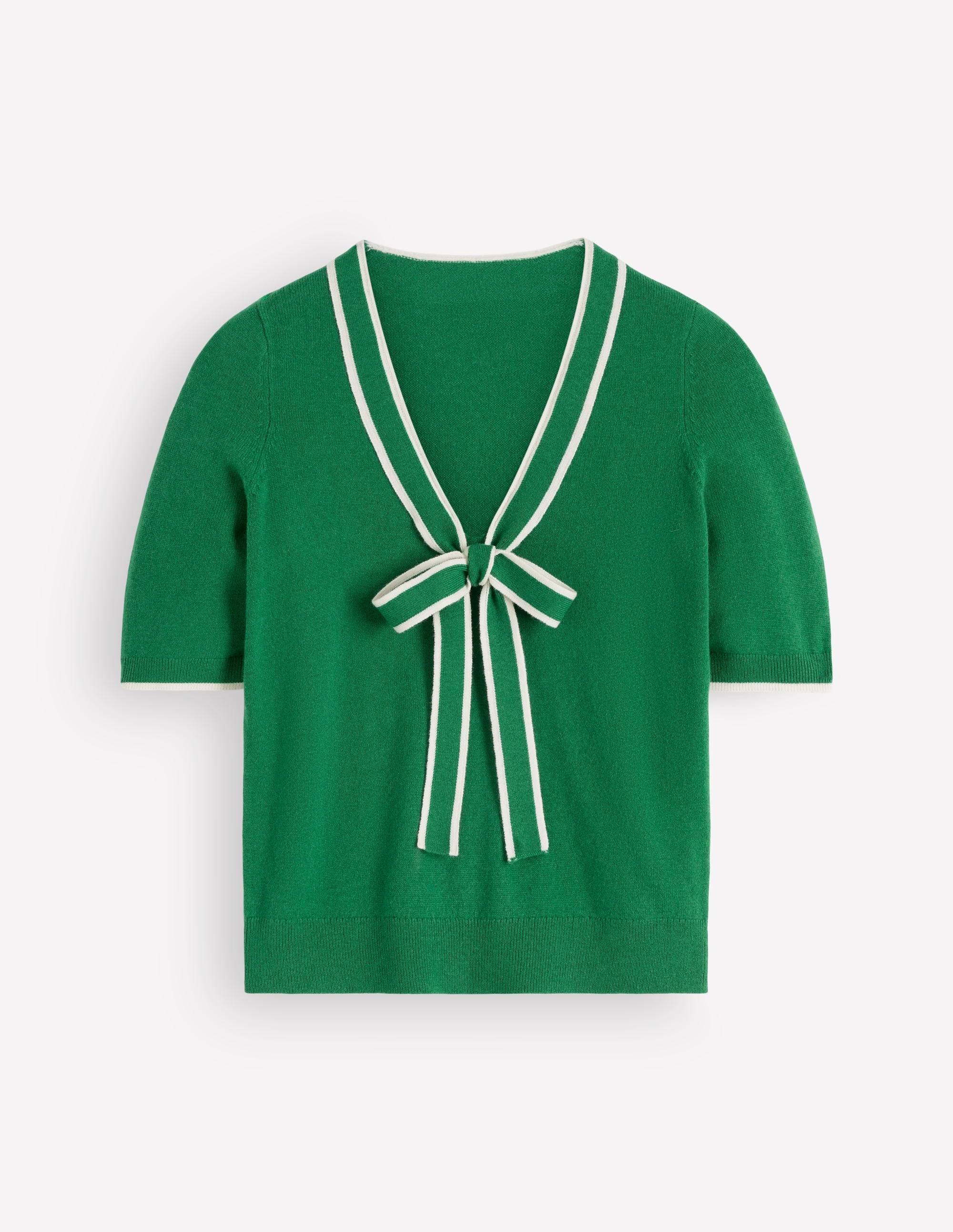 Bow Neck Knitted T-shirt-Fresh Green - Image 5
