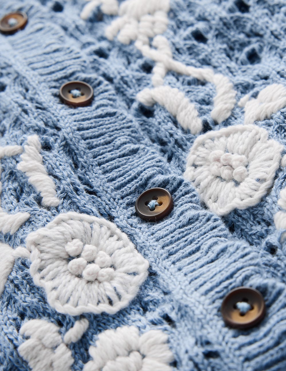 Embroidered Pointelle Cardigan-French Blue Embroidered-7