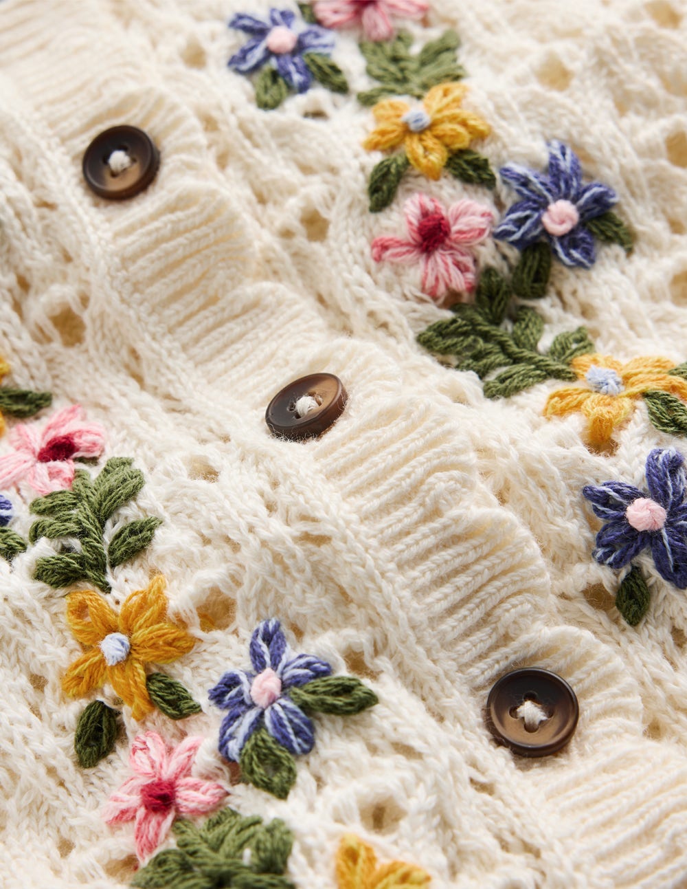Embroidered Pointelle Cardigan-Ivory Embroidered-8