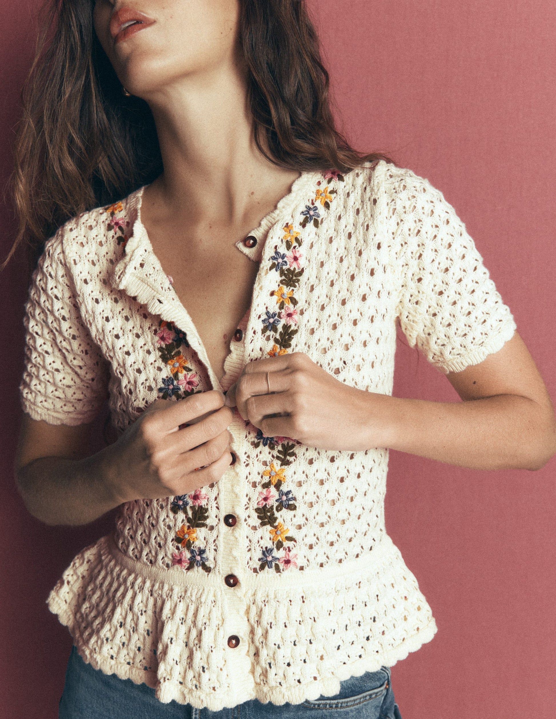 Embroidered Pointelle Cardigan-Ivory Embroidered-6