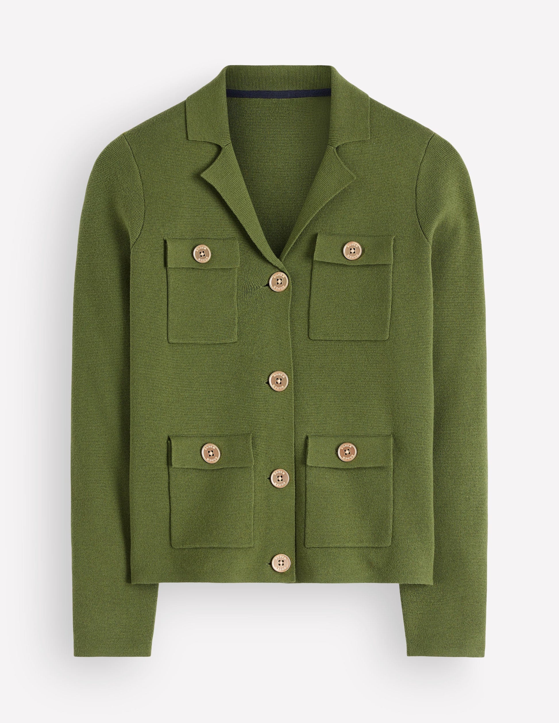 Phoebe Collared Knitted Jacket-Forest Green-4