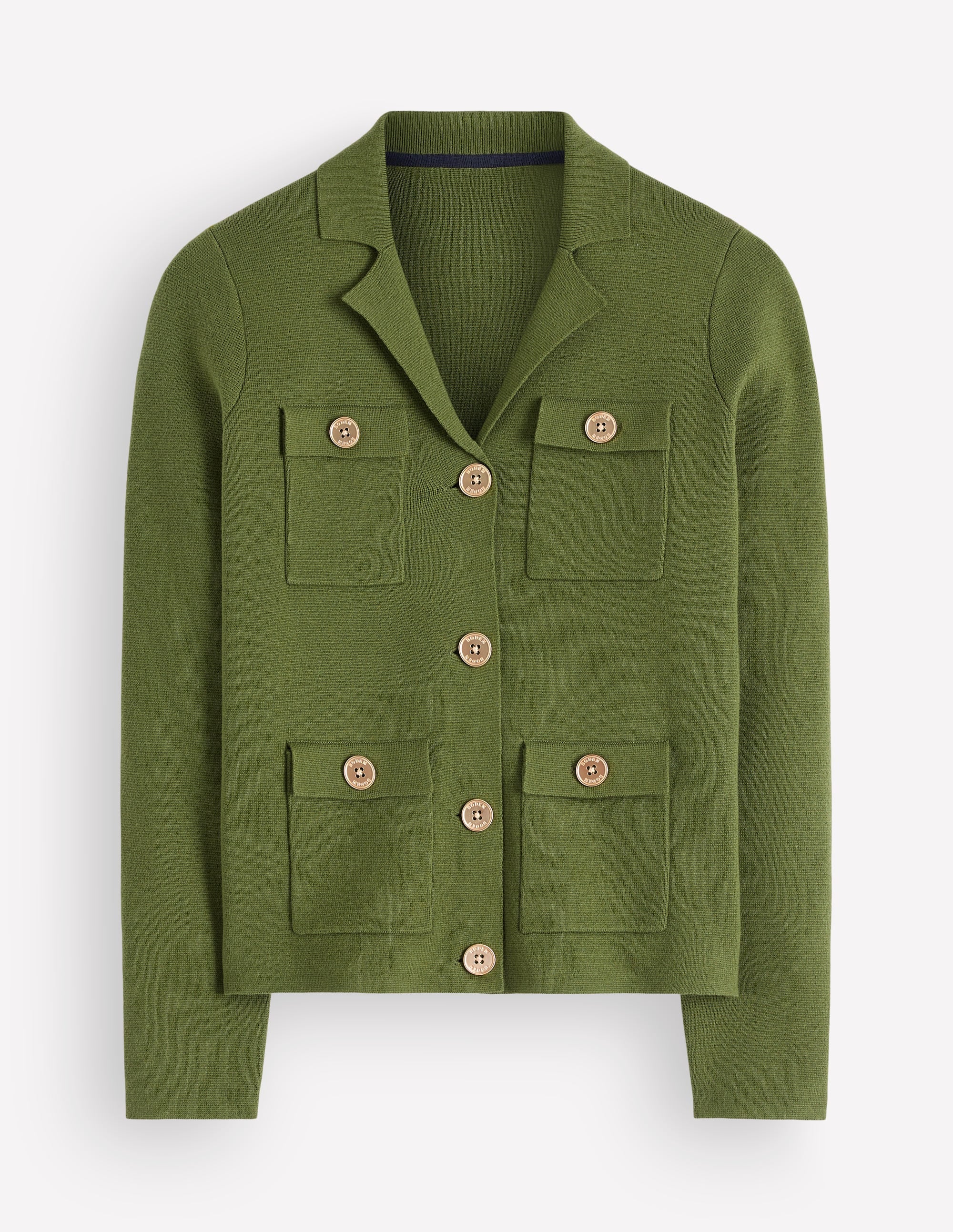 Phoebe Collared Knitted Jacket-Forest Green - Image 4