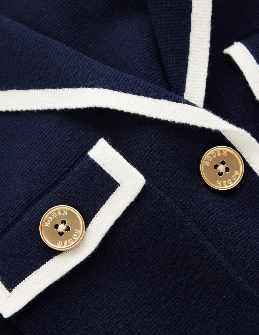 Phoebe Collared Knitted Jacket-Navy - Image 8