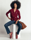 Phoebe Collared Knitted Jacket-Merlot
