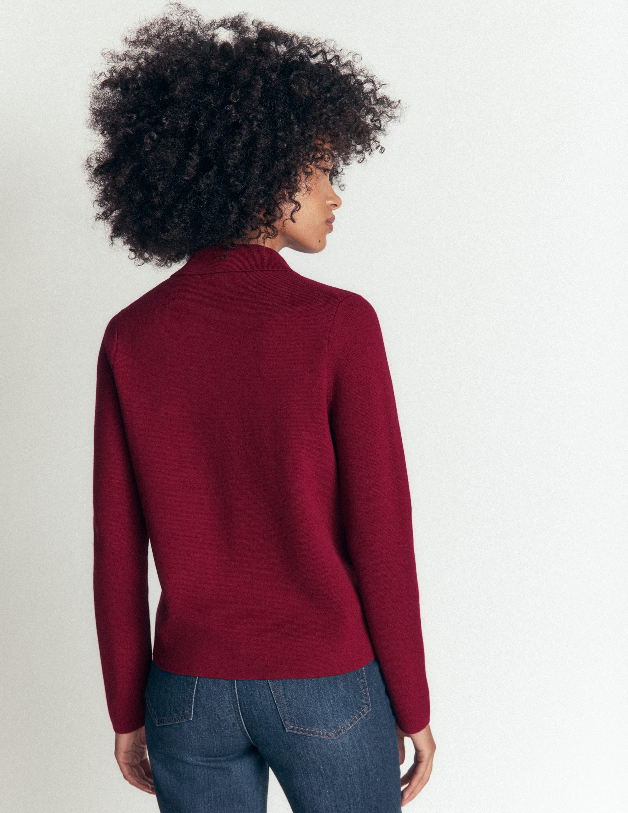 Phoebe Collared Knitted Jacket-Merlot - Image 3