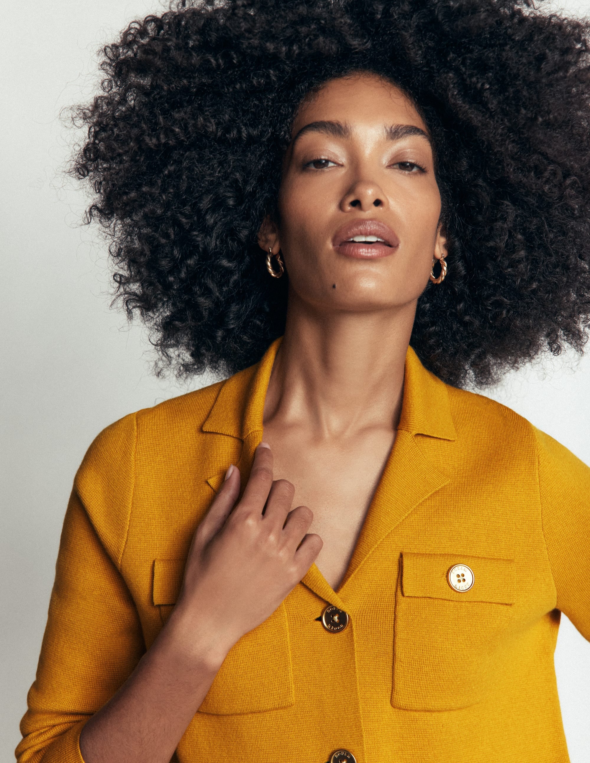 Phoebe Collared Knitted Jacket-Golden Rye - Image 3
