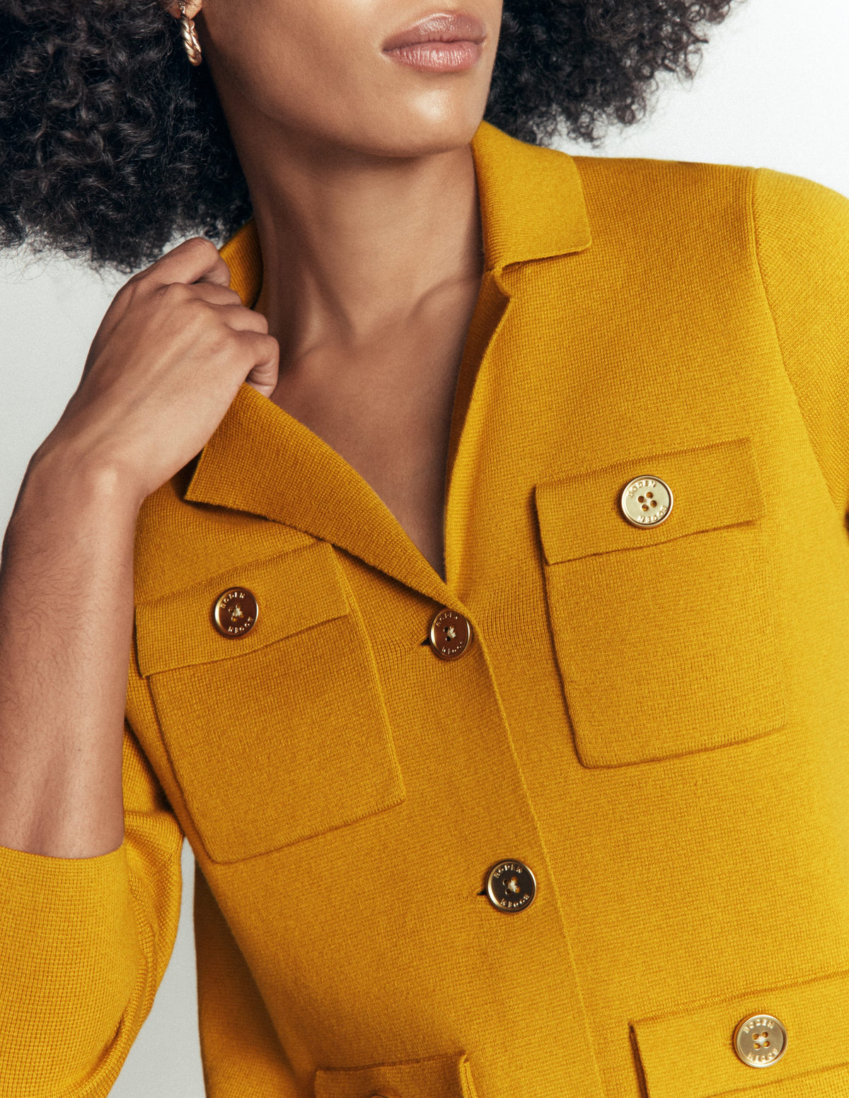 Phoebe Collared Knitted Jacket-Golden Rye - Image 3
