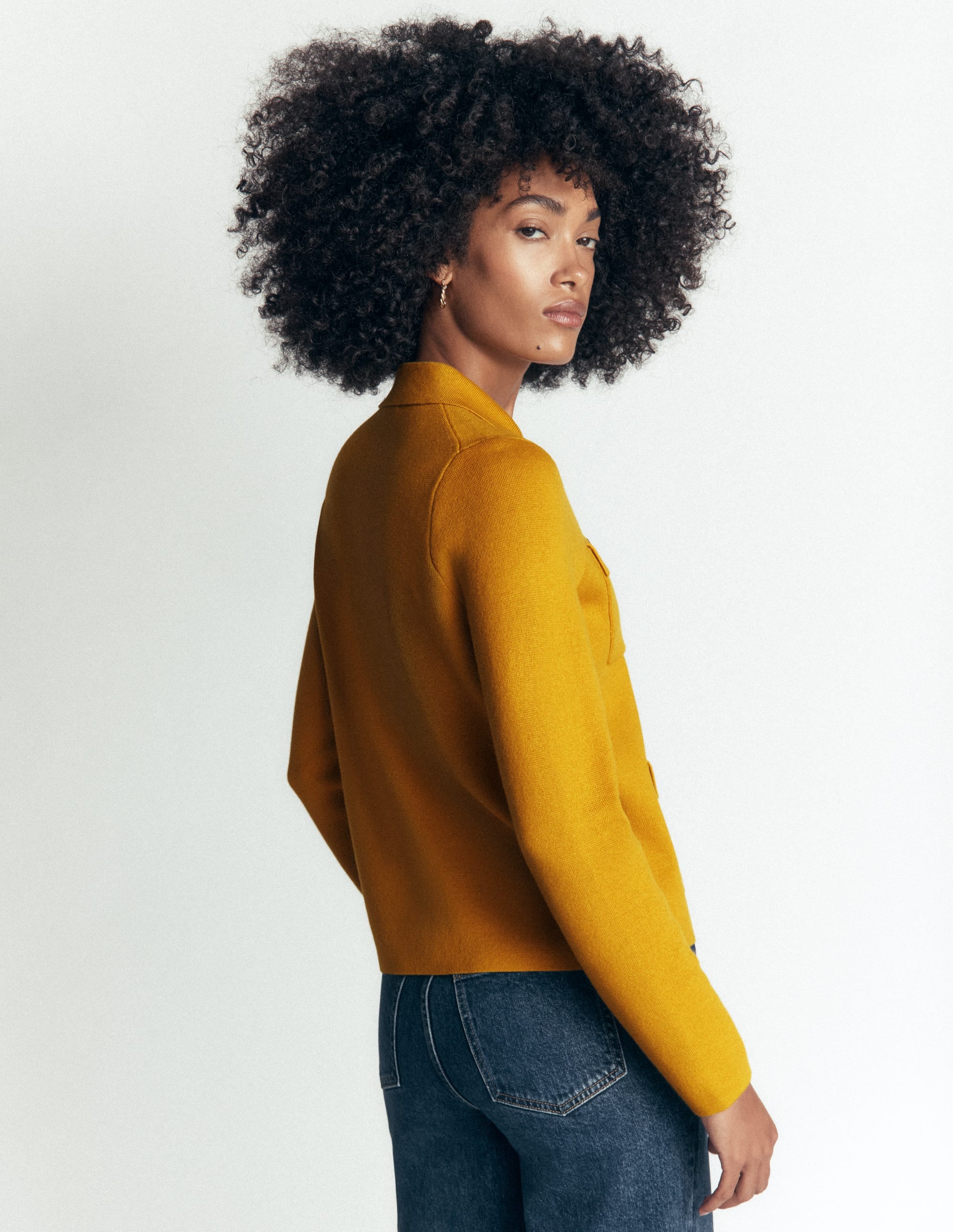 Phoebe Collared Knitted Jacket-Golden Rye - Image 4