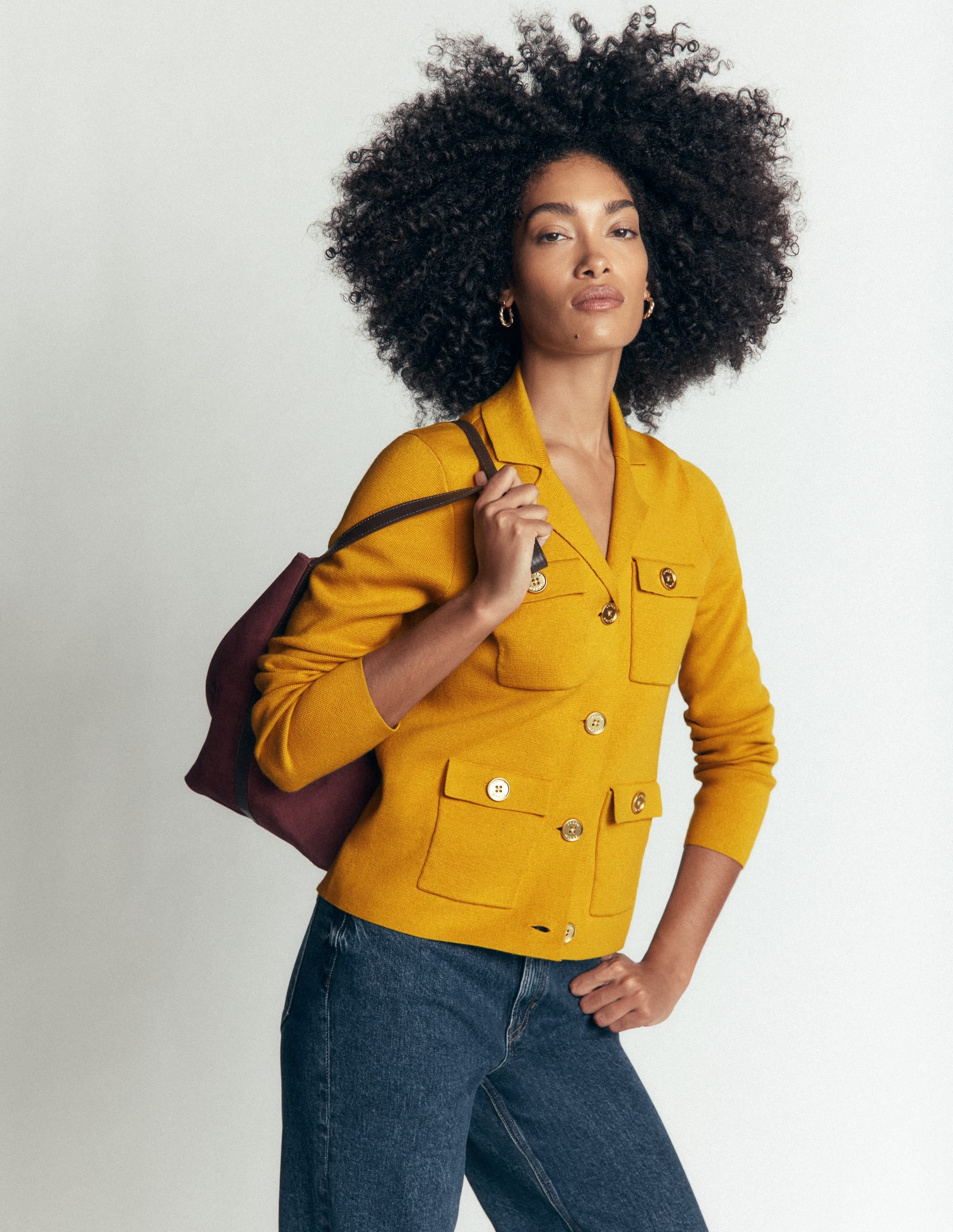 Phoebe Collared Knitted Jacket-Golden Rye - Image 5