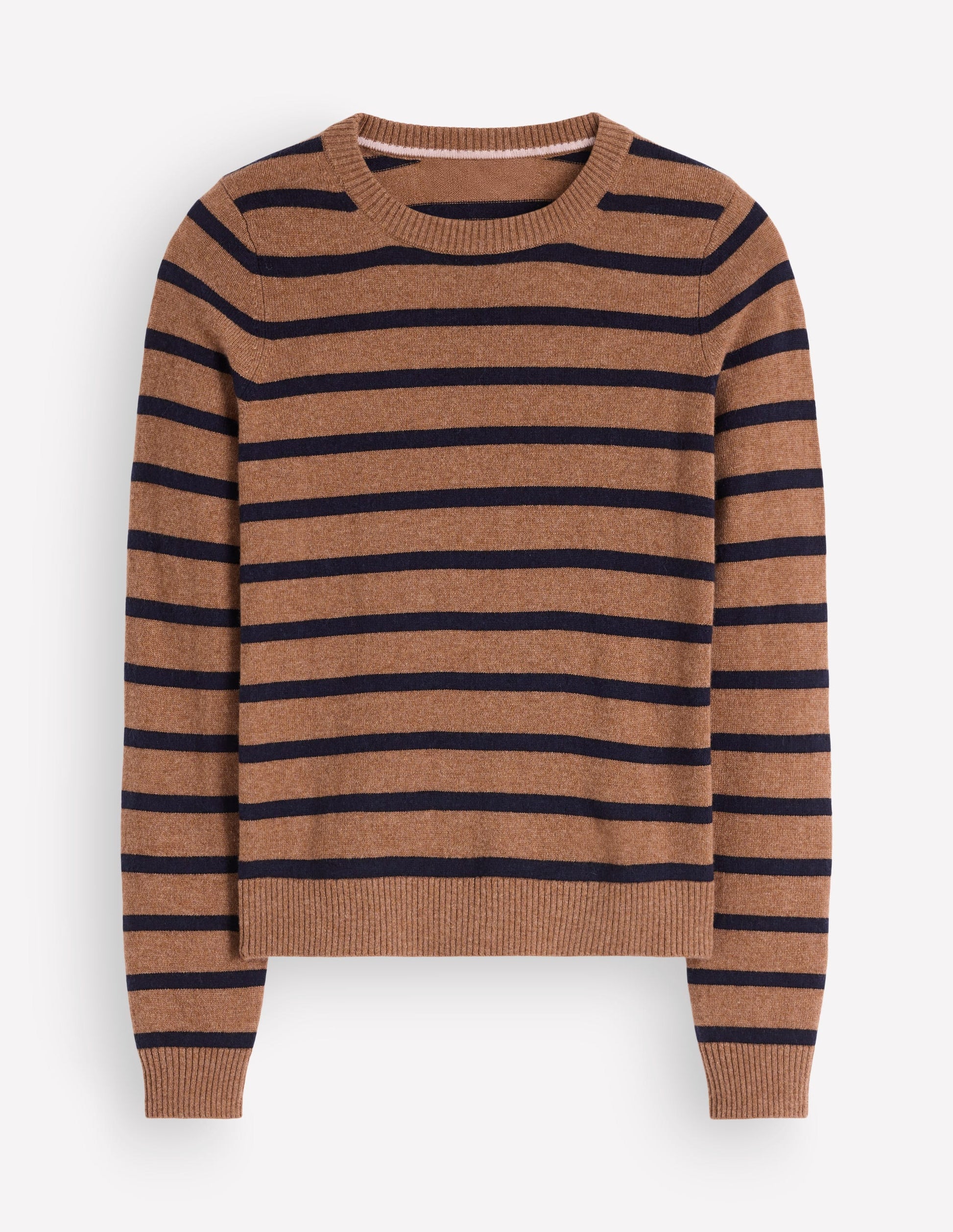 Elsie Cashmere Crew Sweater-Warm Ginger, Stripe-5