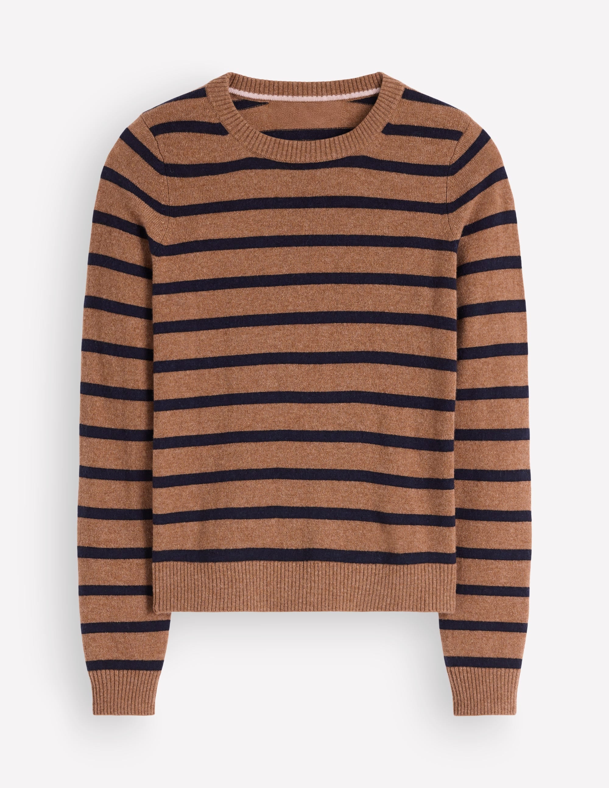 Elsie Cashmere Crew Sweater-Warm Ginger, Stripe - Image 5