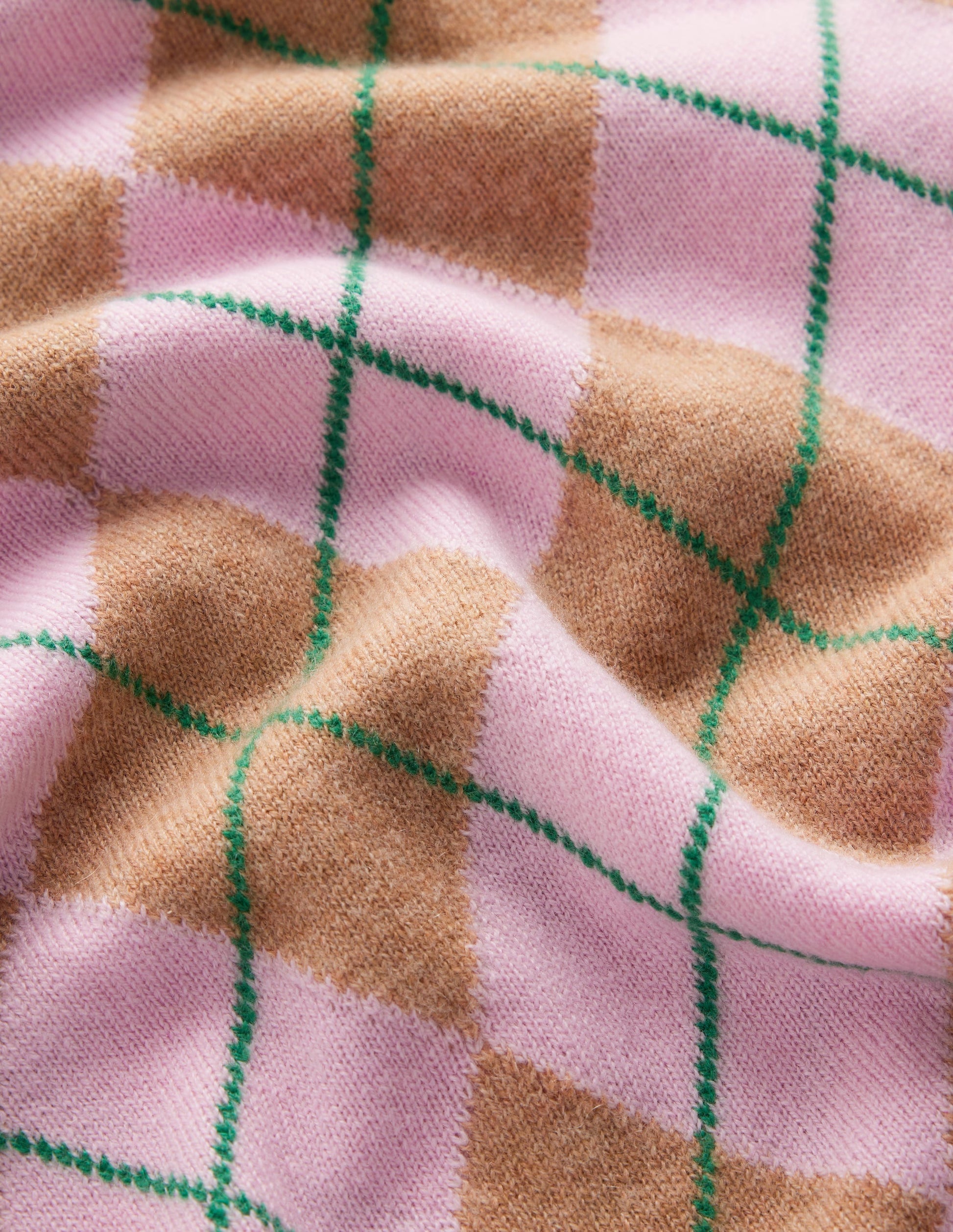 Elsie Cashmere Crew Sweater-Pink Heather, Argyle-8