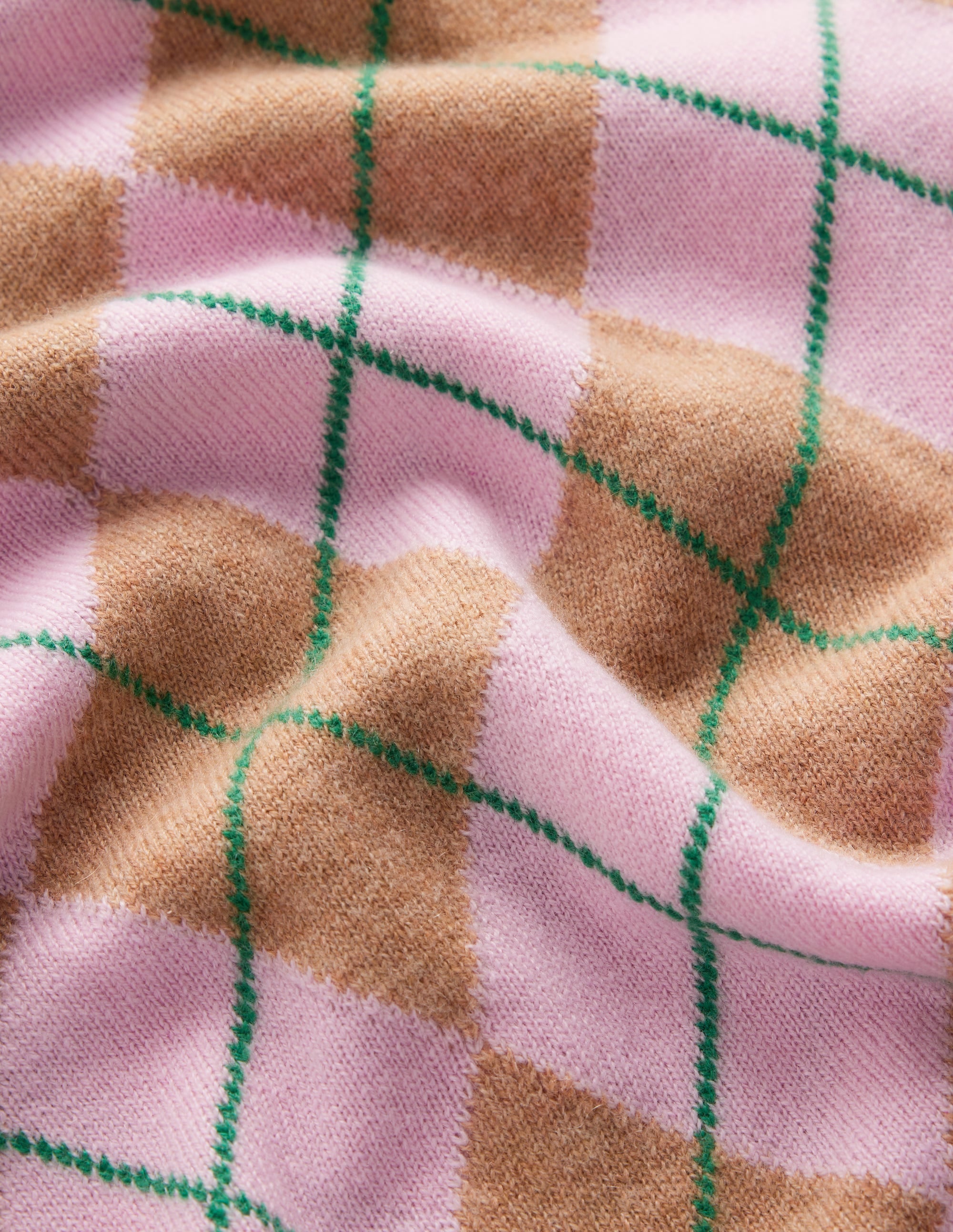 Elsie Cashmere Crew Sweater-Pink Heather, Argyle - Image 7