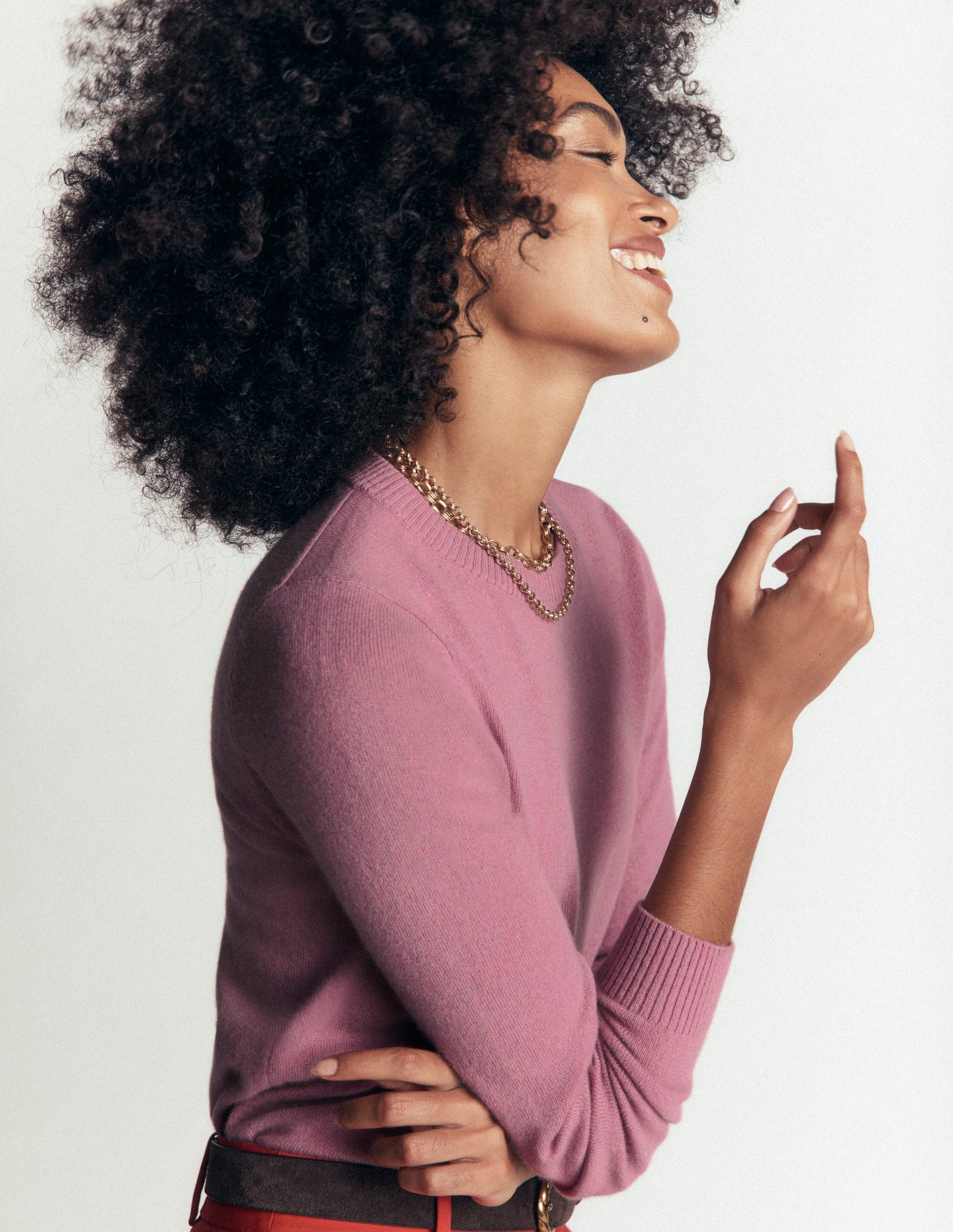 Elsie Cashmere Crew Sweater-Pink Heather-2