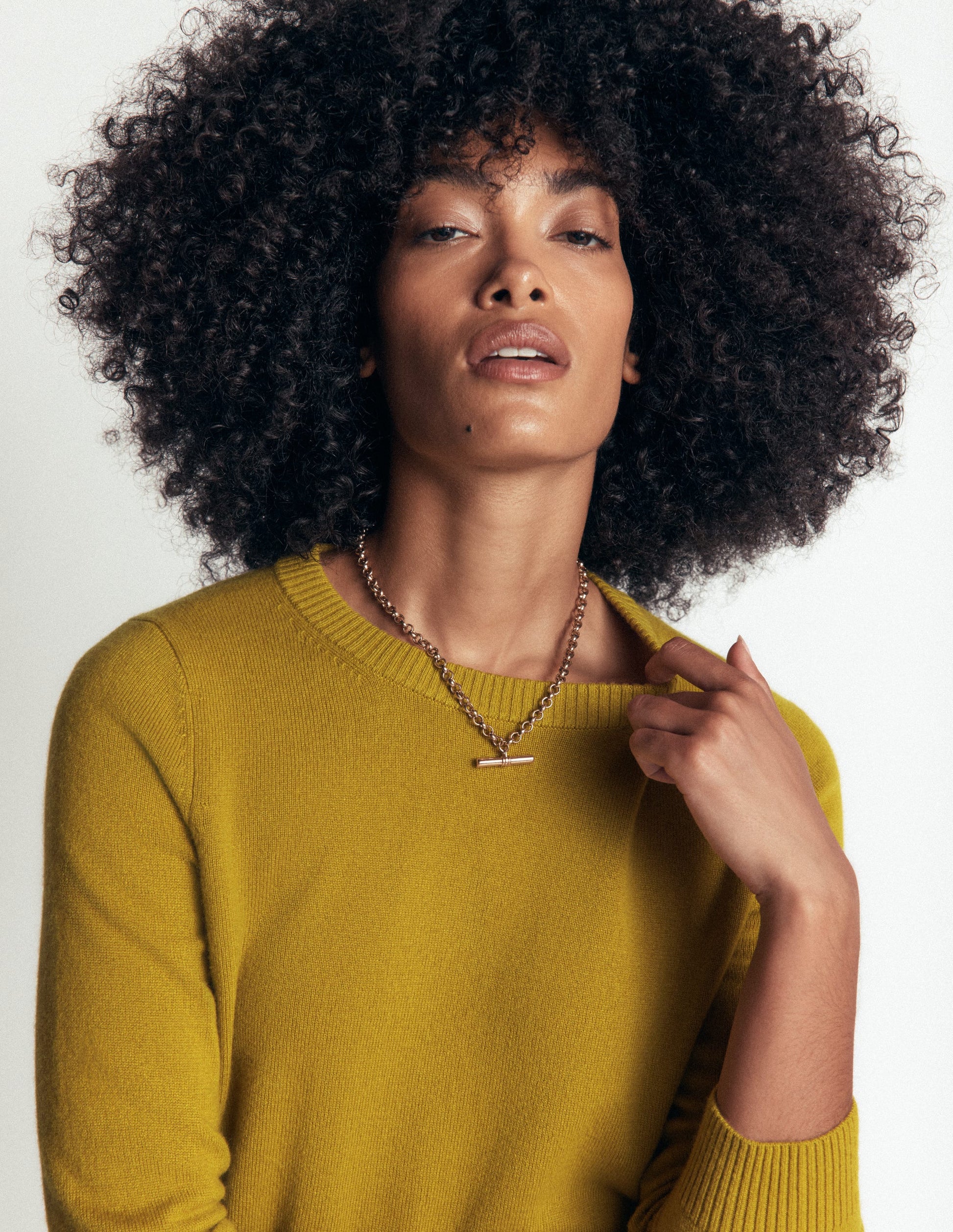 Elsie Cashmere Crew Sweater-Spiced Yellow-3