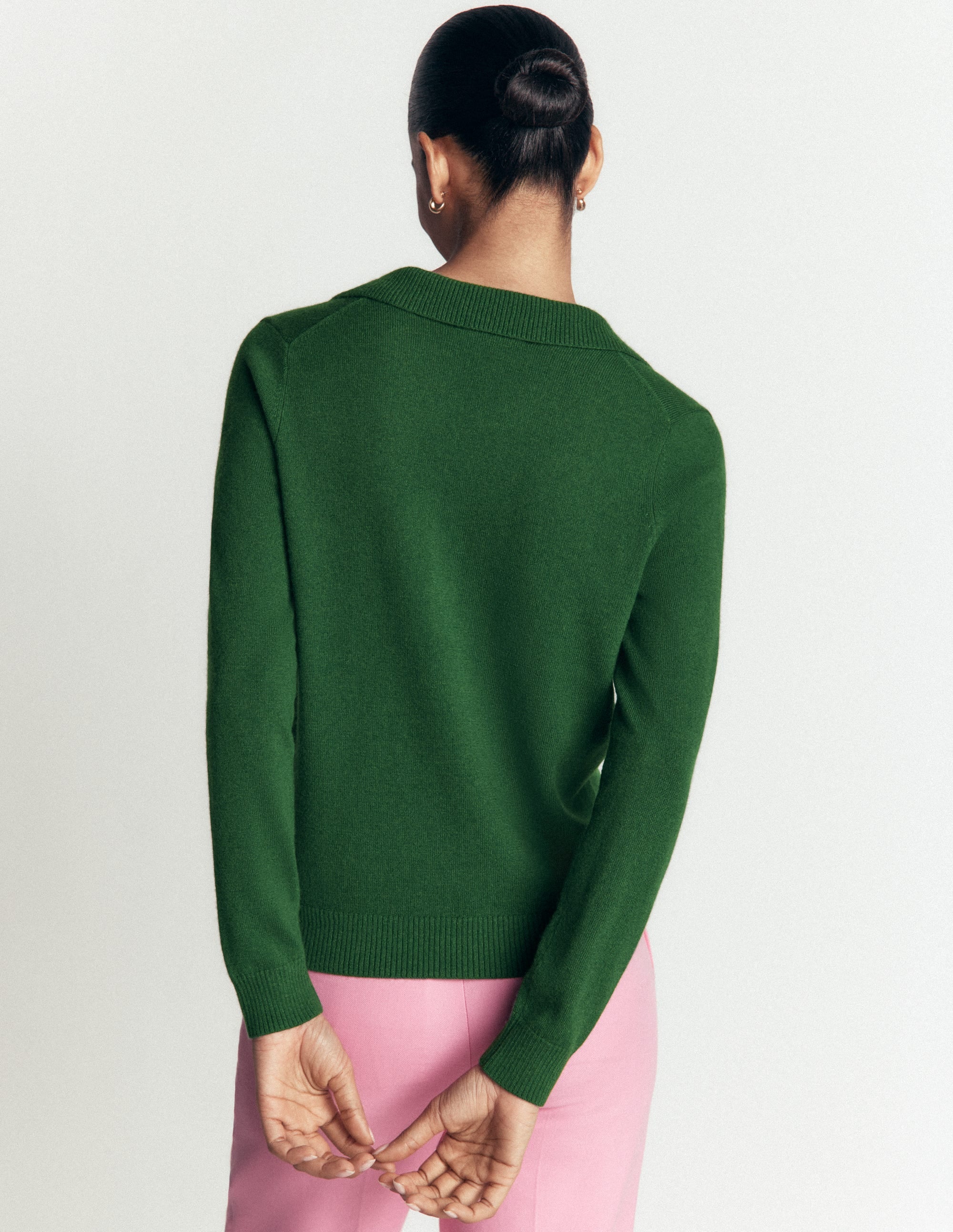 Elsie Cashmere Henley Sweater-Fresh Green - Image 3