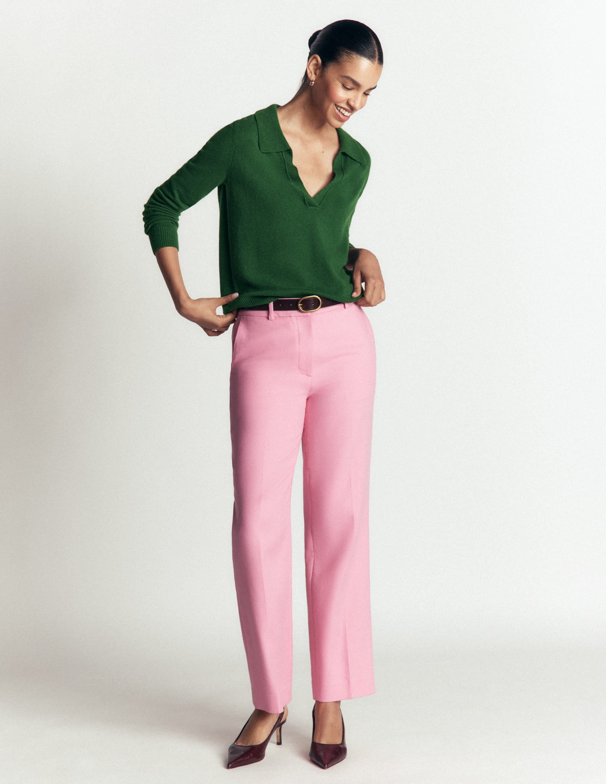 Elsie Cashmere Henley Sweater-Fresh Green - Image 4