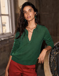 Elsie Cashmere Henley Sweater-Fresh Green