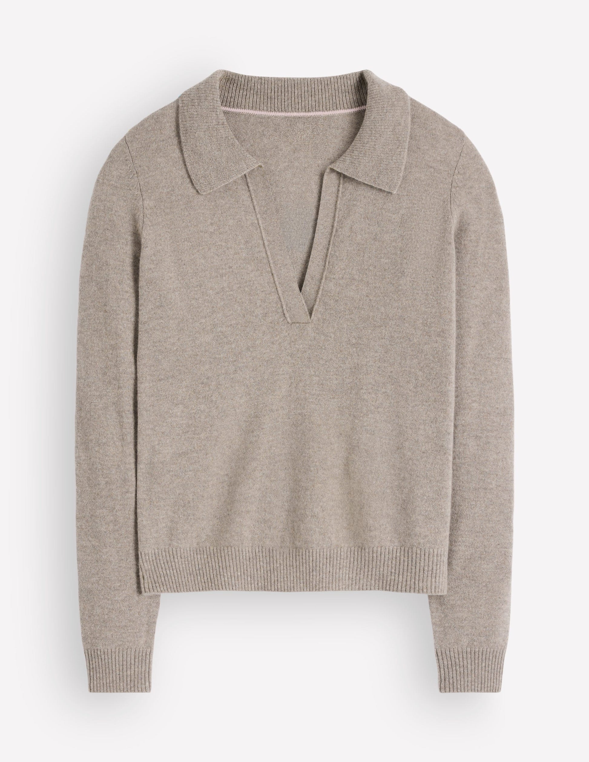 Elsie Cashmere Henley Sweater-Mink Melange-5