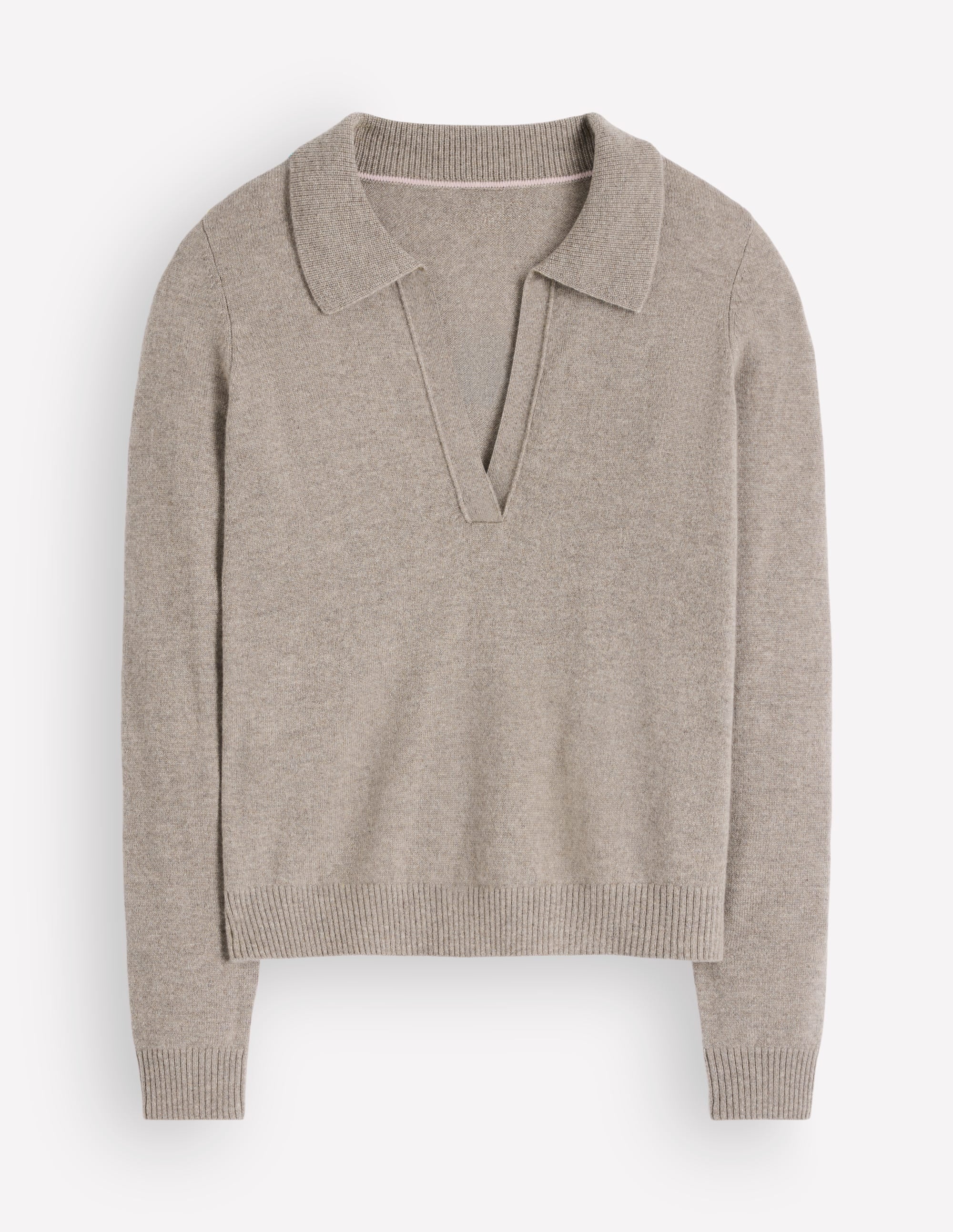 Elsie Cashmere Henley Sweater-Mink Melange - Image 5
