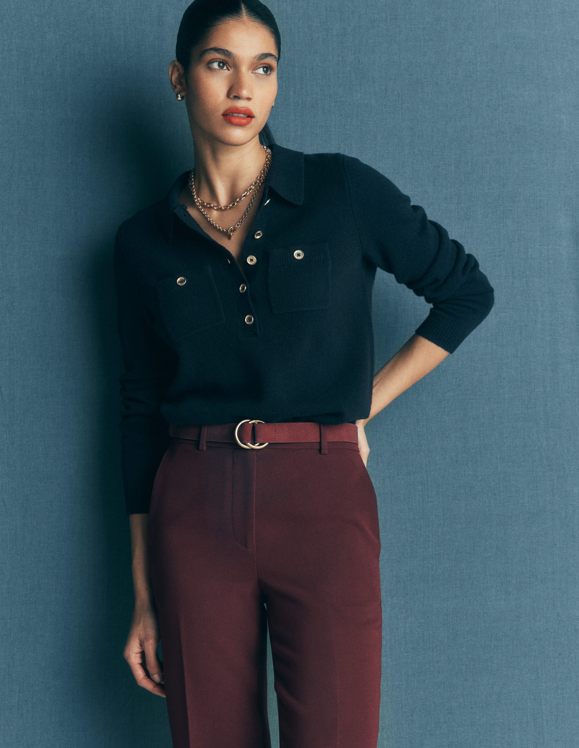 Marianne Merino Wool Sweater-Navy-1