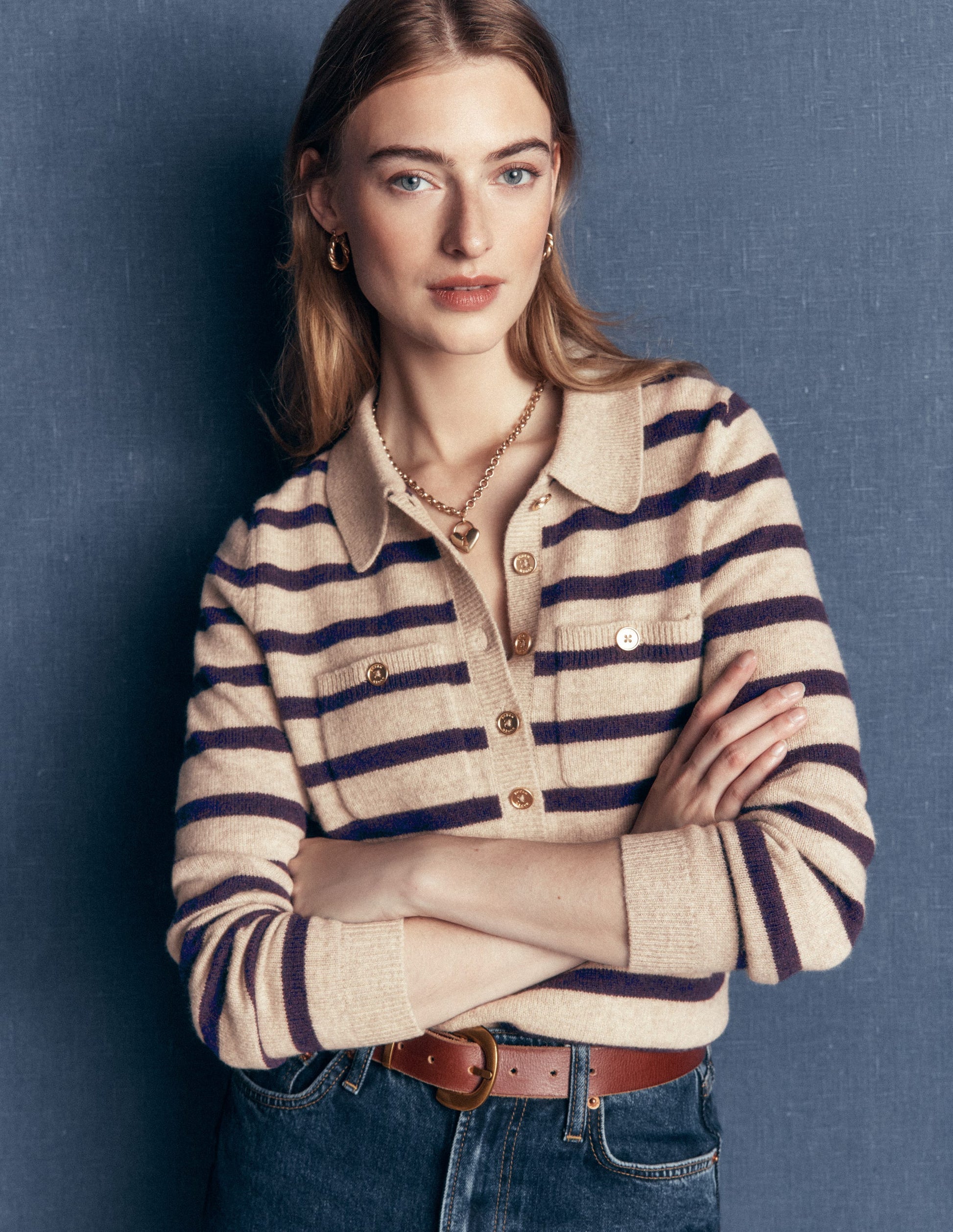 Marianne Merino Wool Sweater-Mink, Stripe-1