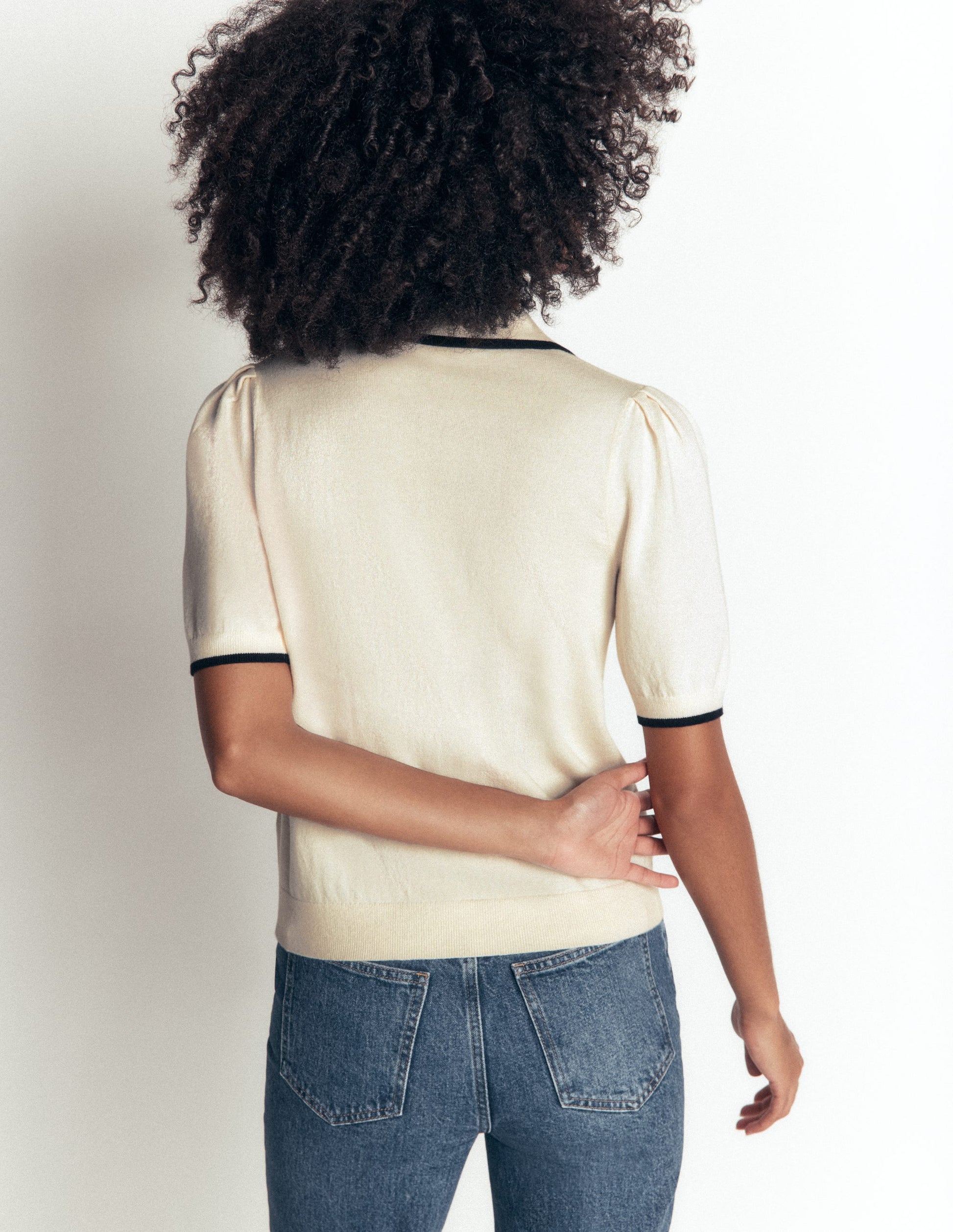 Ruffle Collar Knitted T-Shirt-Warm Ivory-3