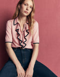 Ruffle Collar Knitted T-Shirt-Blush Ivory