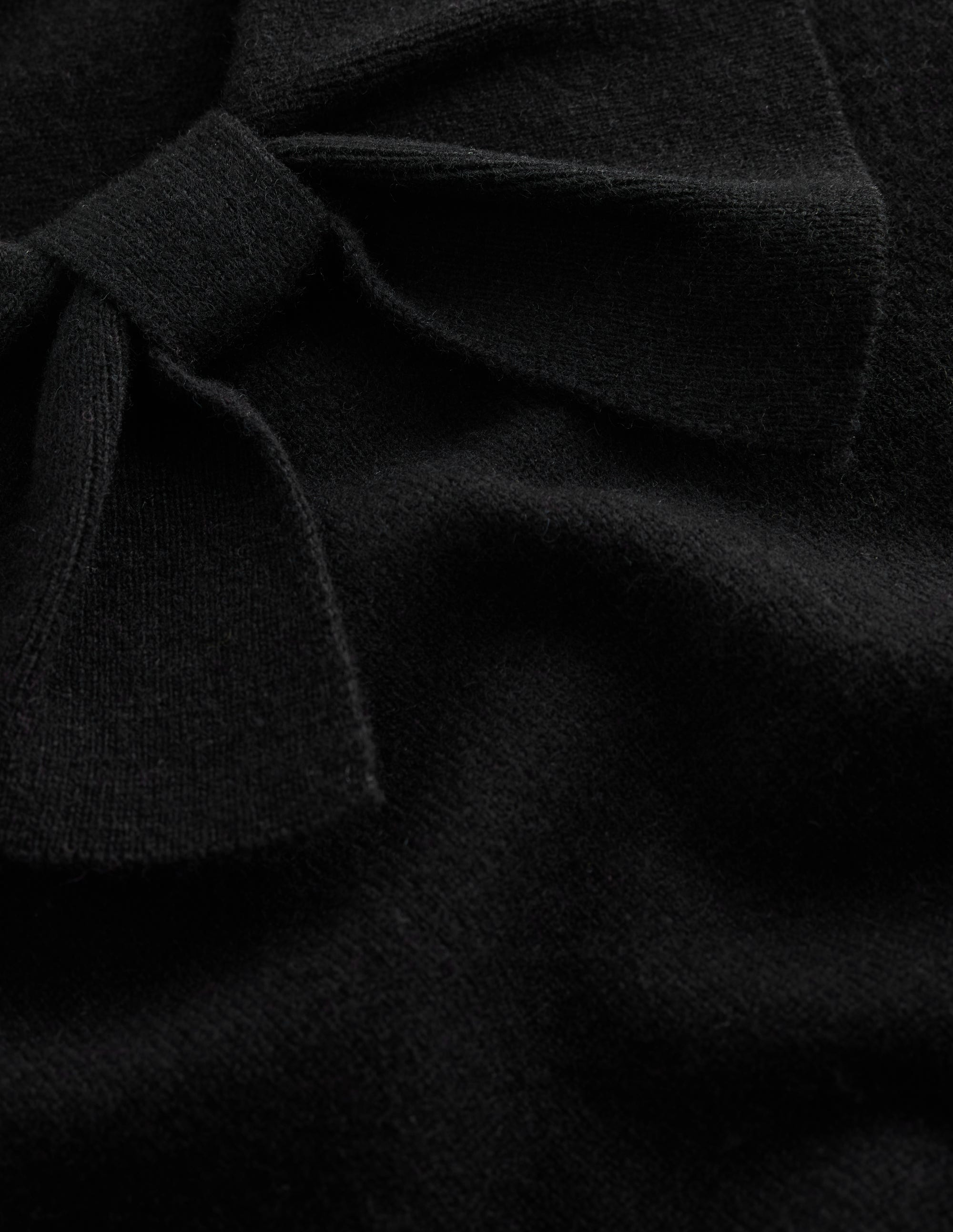 Bow Neck Knitted Sweater-Black - Image 6