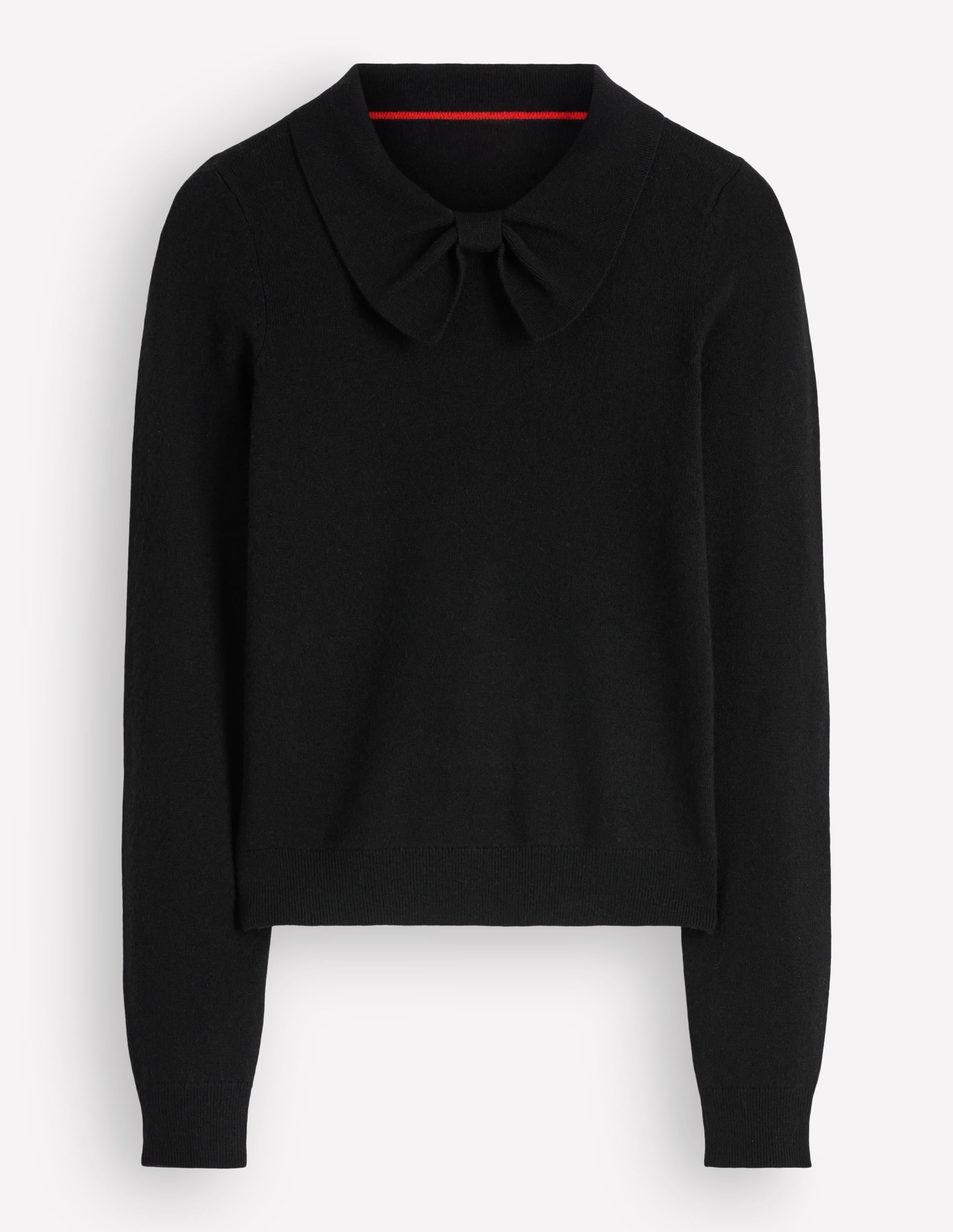 Bow Neck Knitted Sweater-Black - Image 5