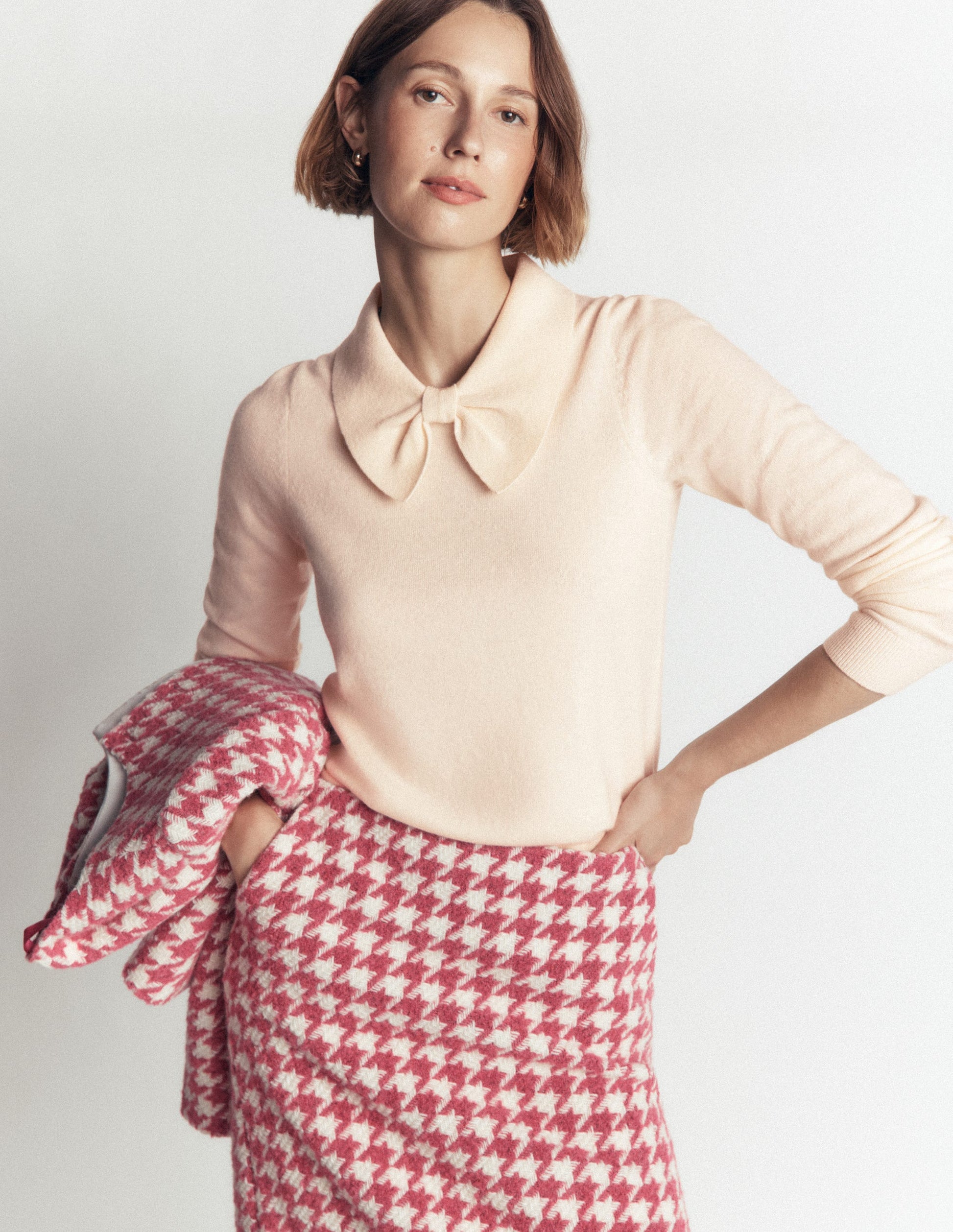 Bow Neck Knitted Sweater-Ivory-4
