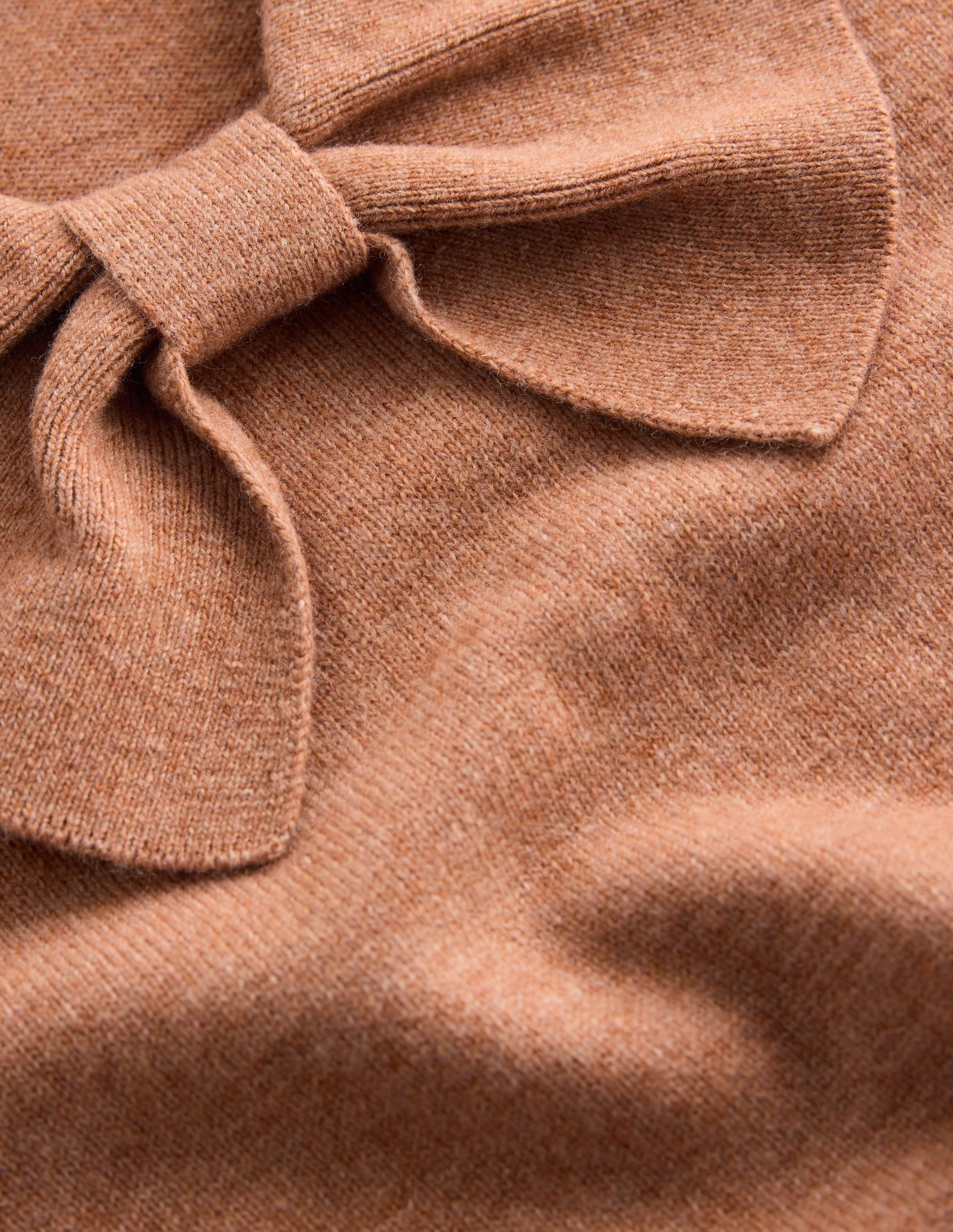 Bow Neck Knitted Sweater-Camel Melange-7