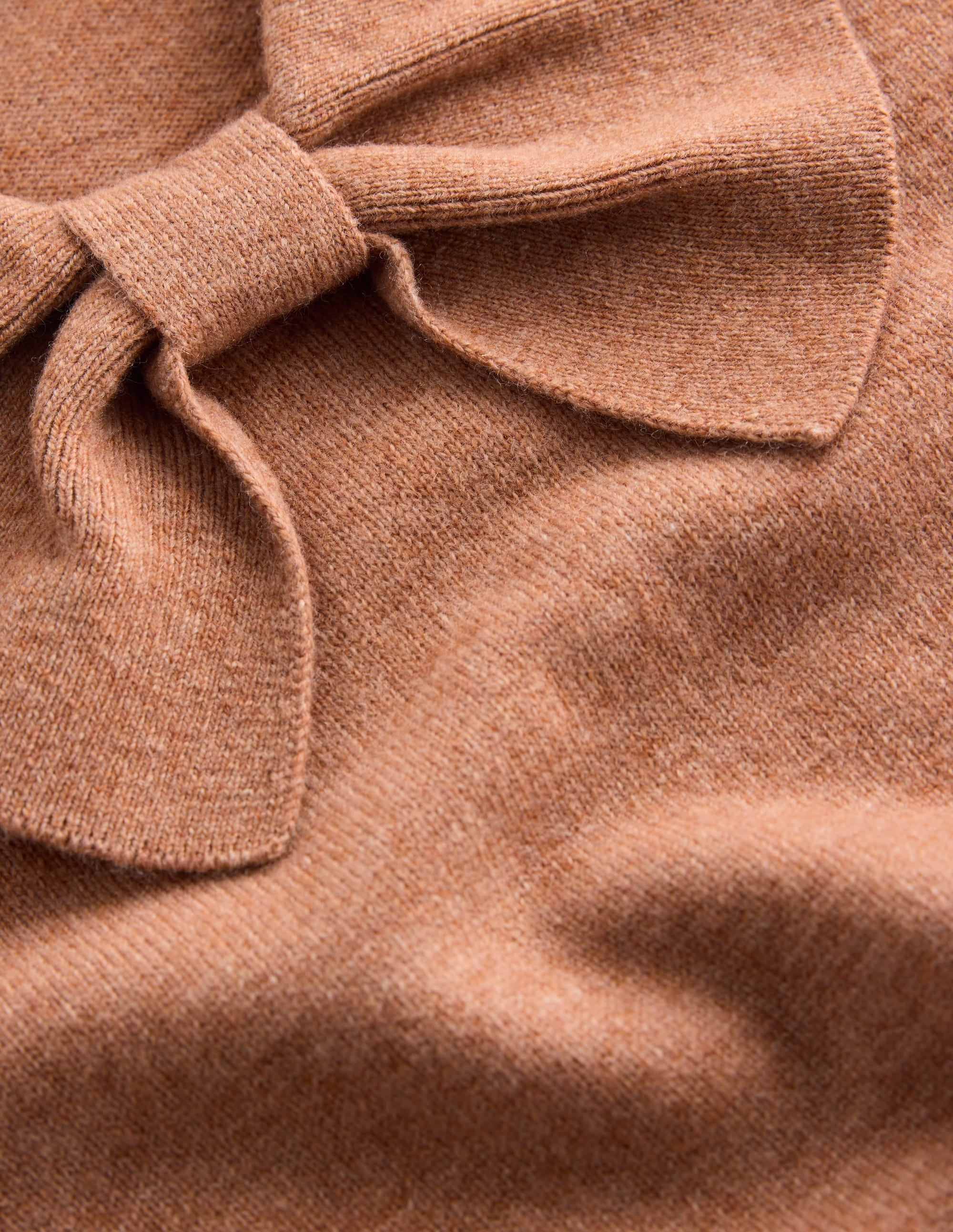 Bow Neck Knitted Sweater-Camel Melange - Image 7