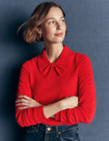 Bow Neck Knitted Sweater-Poppy Red