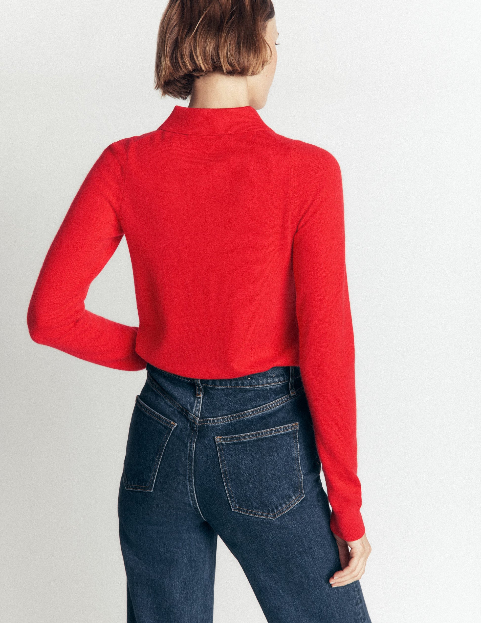Bow Neck Knitted Sweater-Poppy Red-3