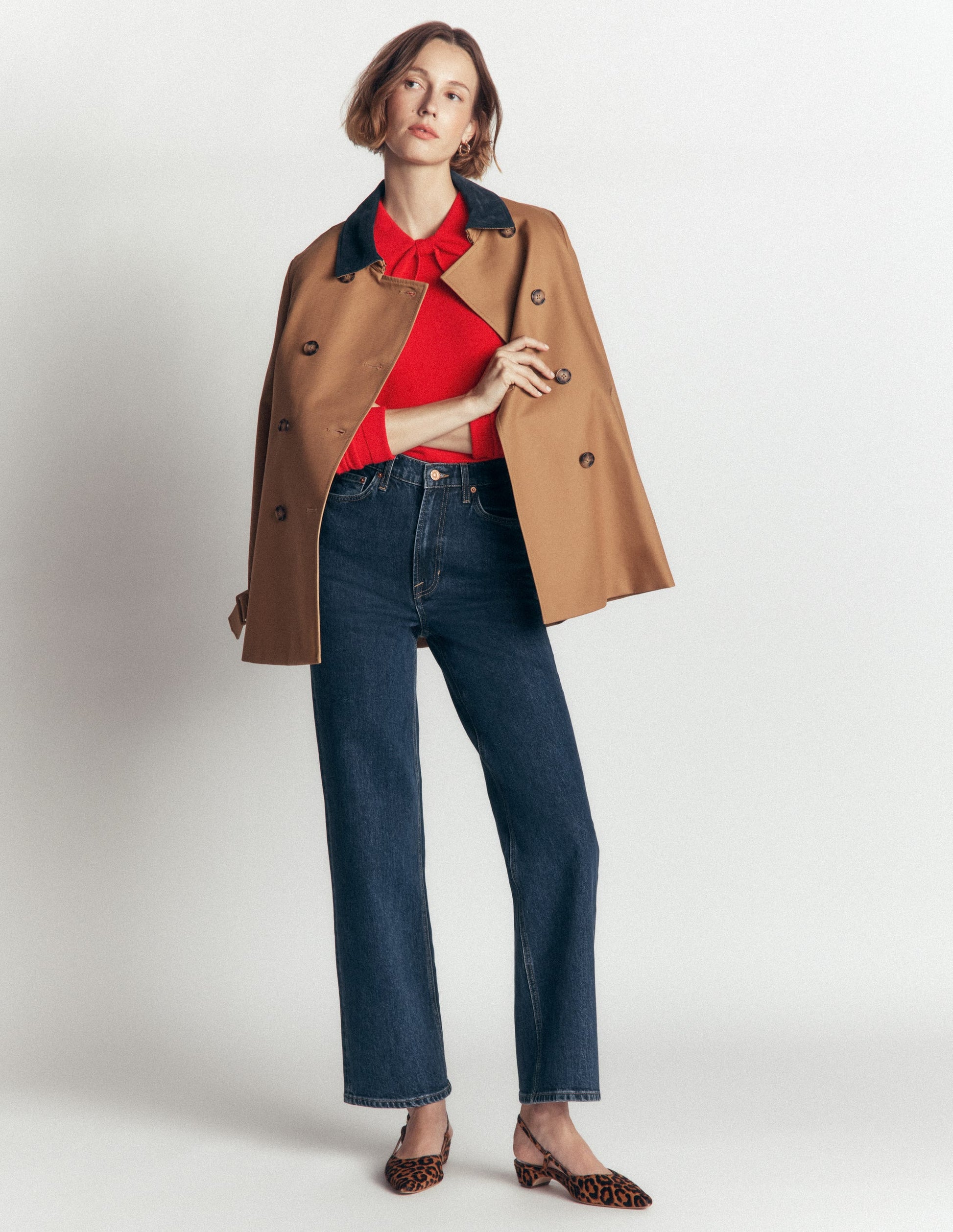 Bow Neck Knitted Sweater-Poppy Red-4