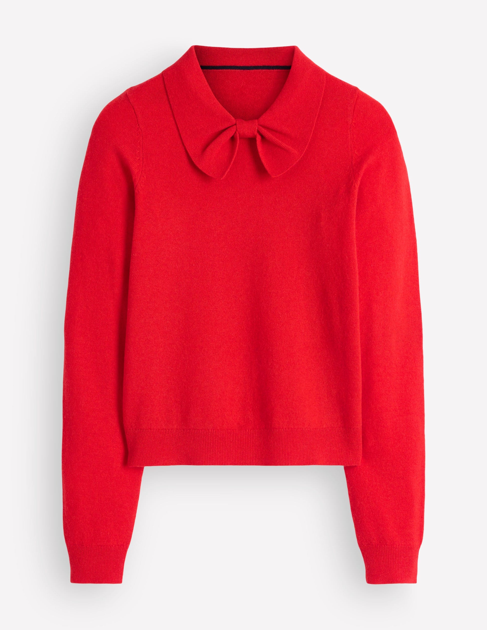 Bow Neck Knitted Sweater-Poppy Red-7