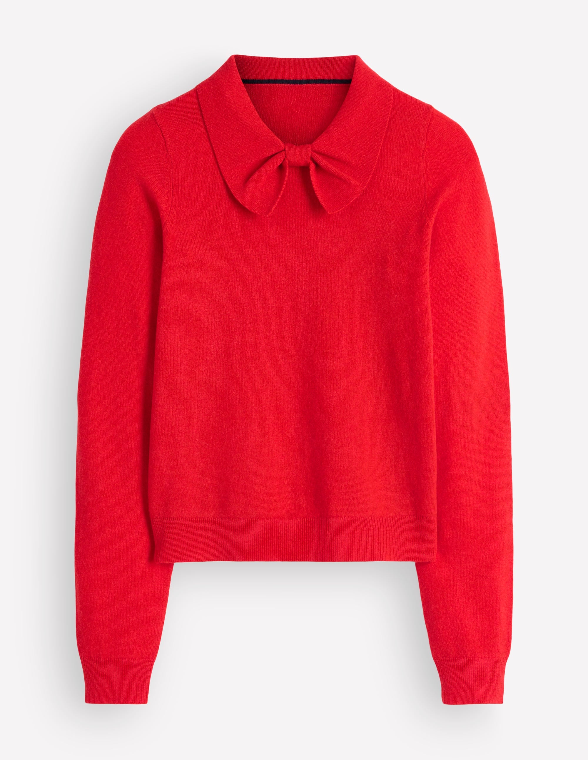Bow Neck Knitted Sweater-Poppy Red - Image 7