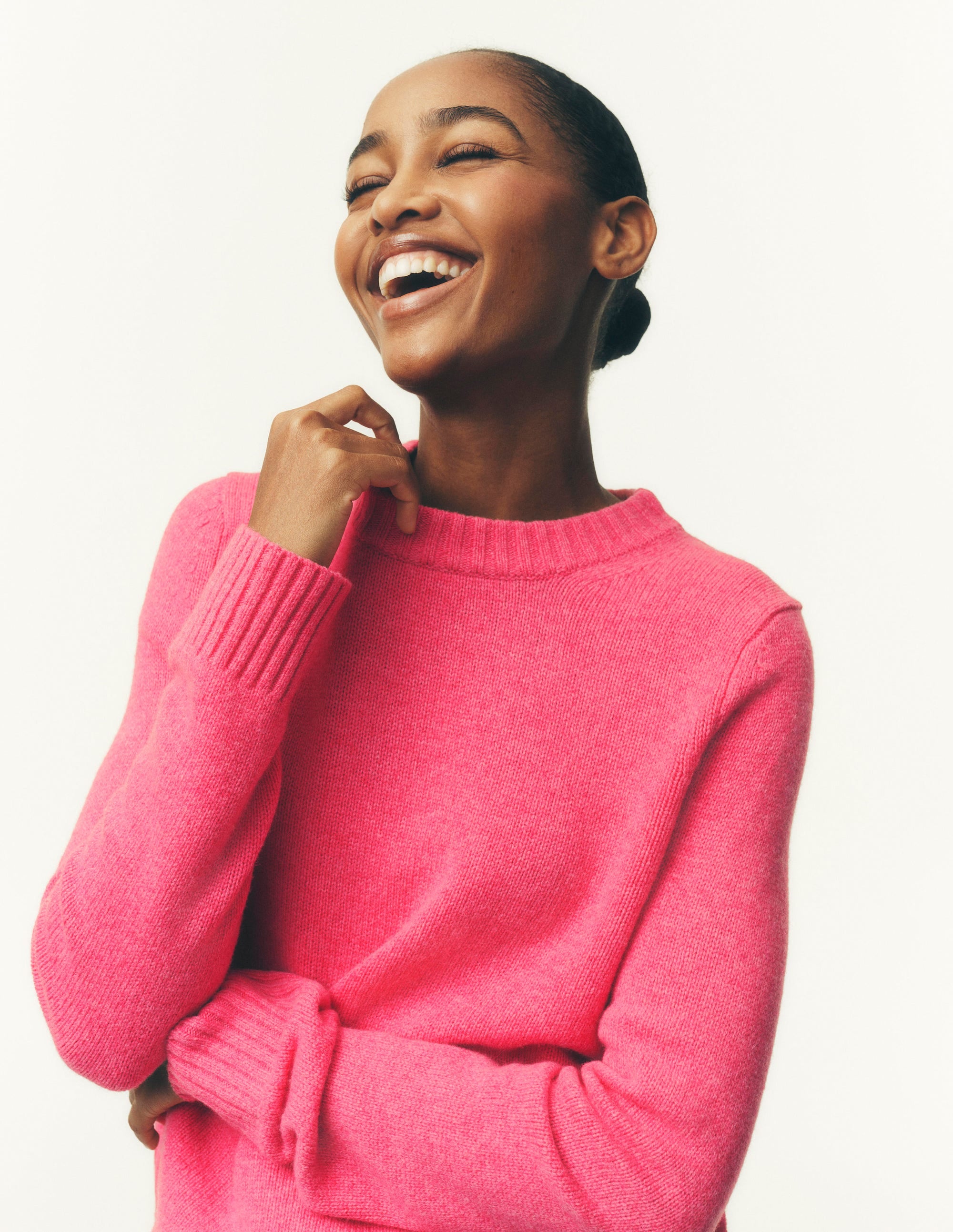 Marta Merino Wool Crew Sweater-Pink Power - Image 1