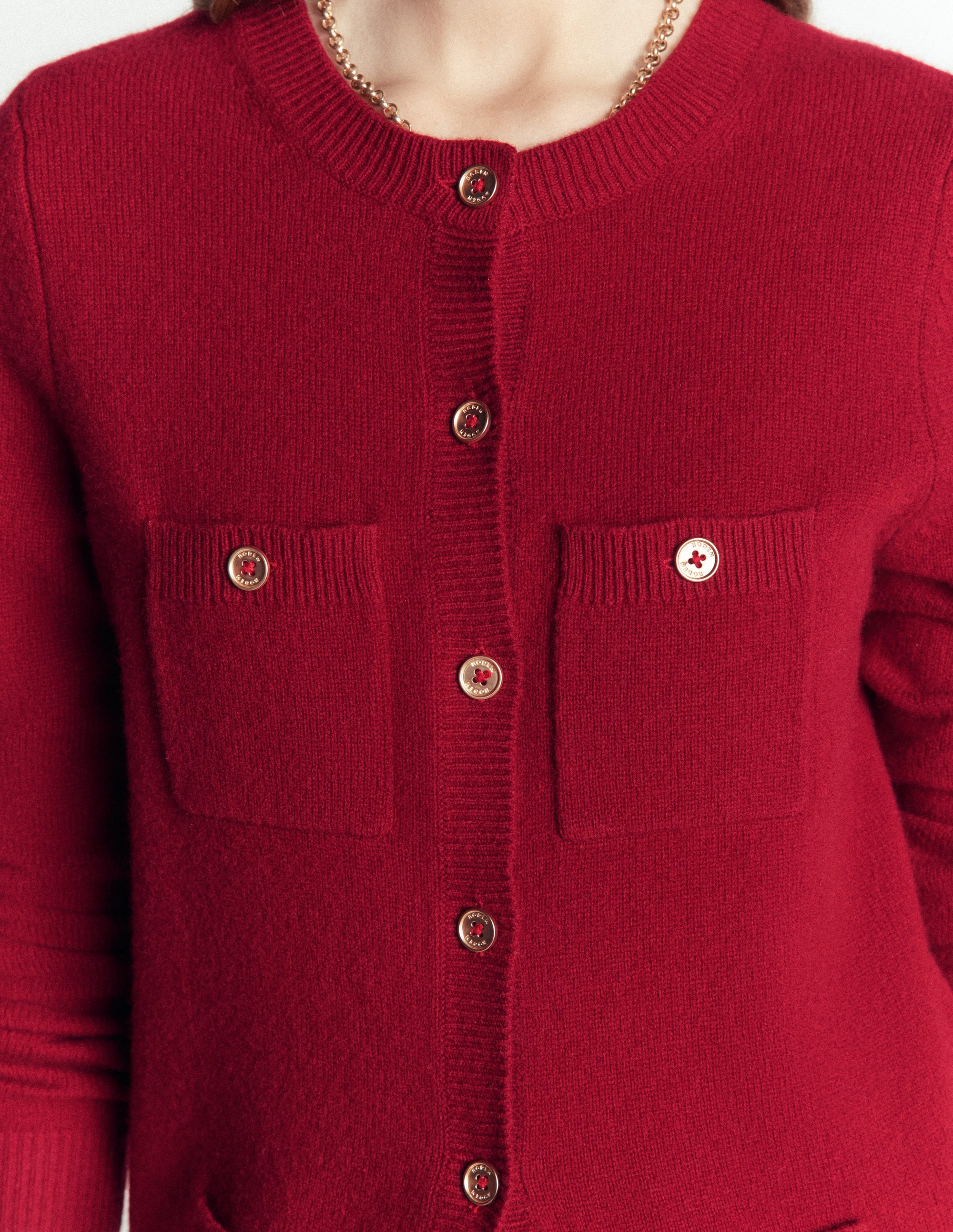 Marianne Merino Wool Cardigan-Crimson Red - Image 2