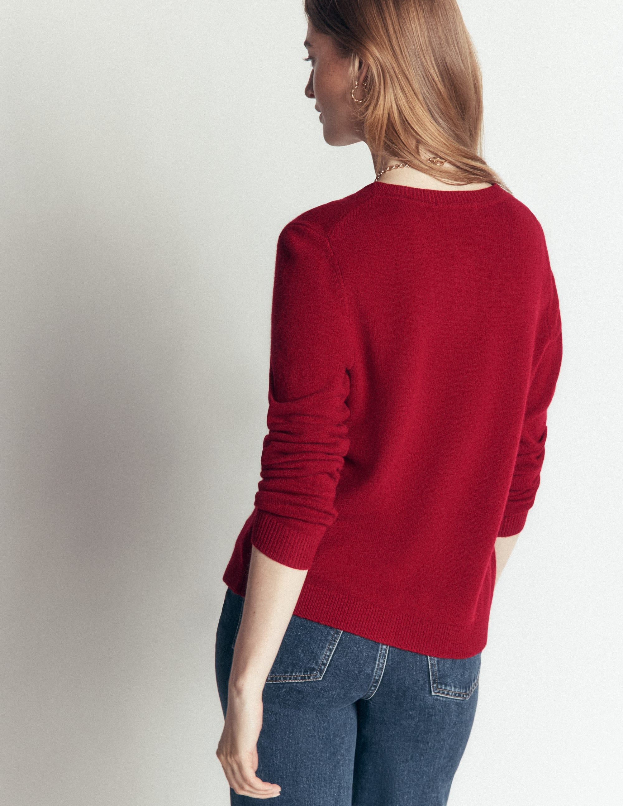 Marianne Merino Wool Cardigan-Crimson Red - Image 3