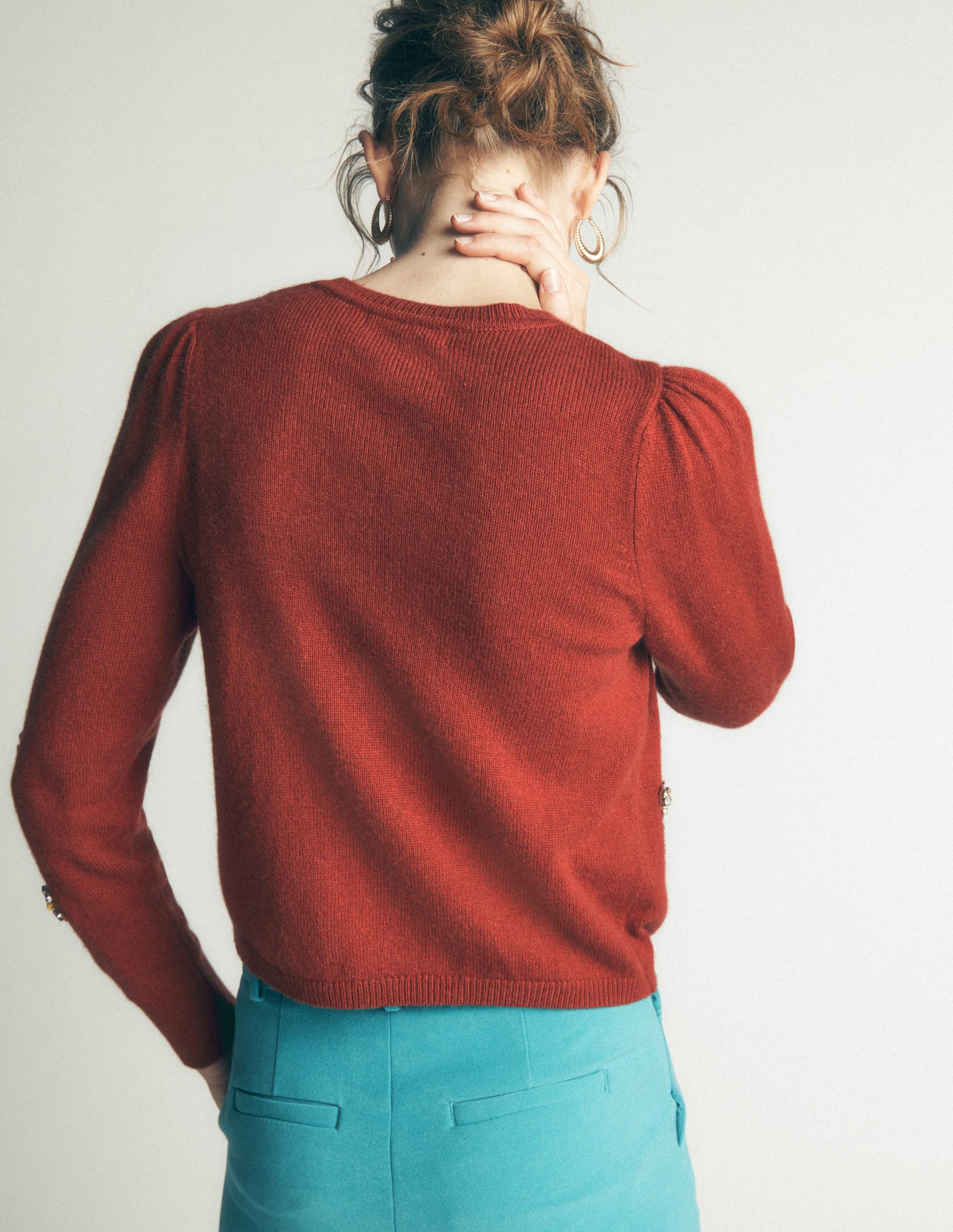 Ria Embellished Knit Cardigan-Gingerbread - Image 4