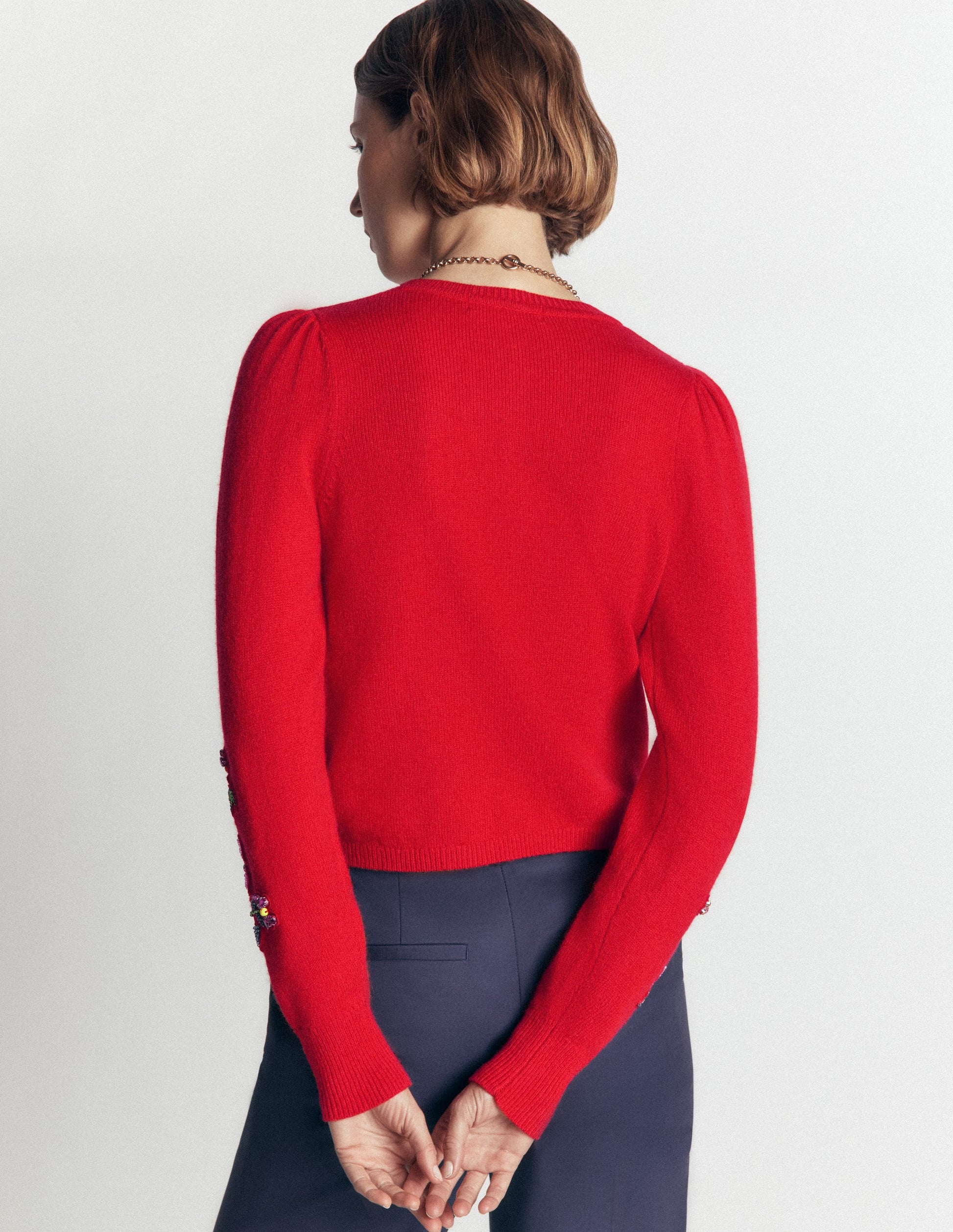 Ria Embellished Knit Cardigan-Poppy Red-3