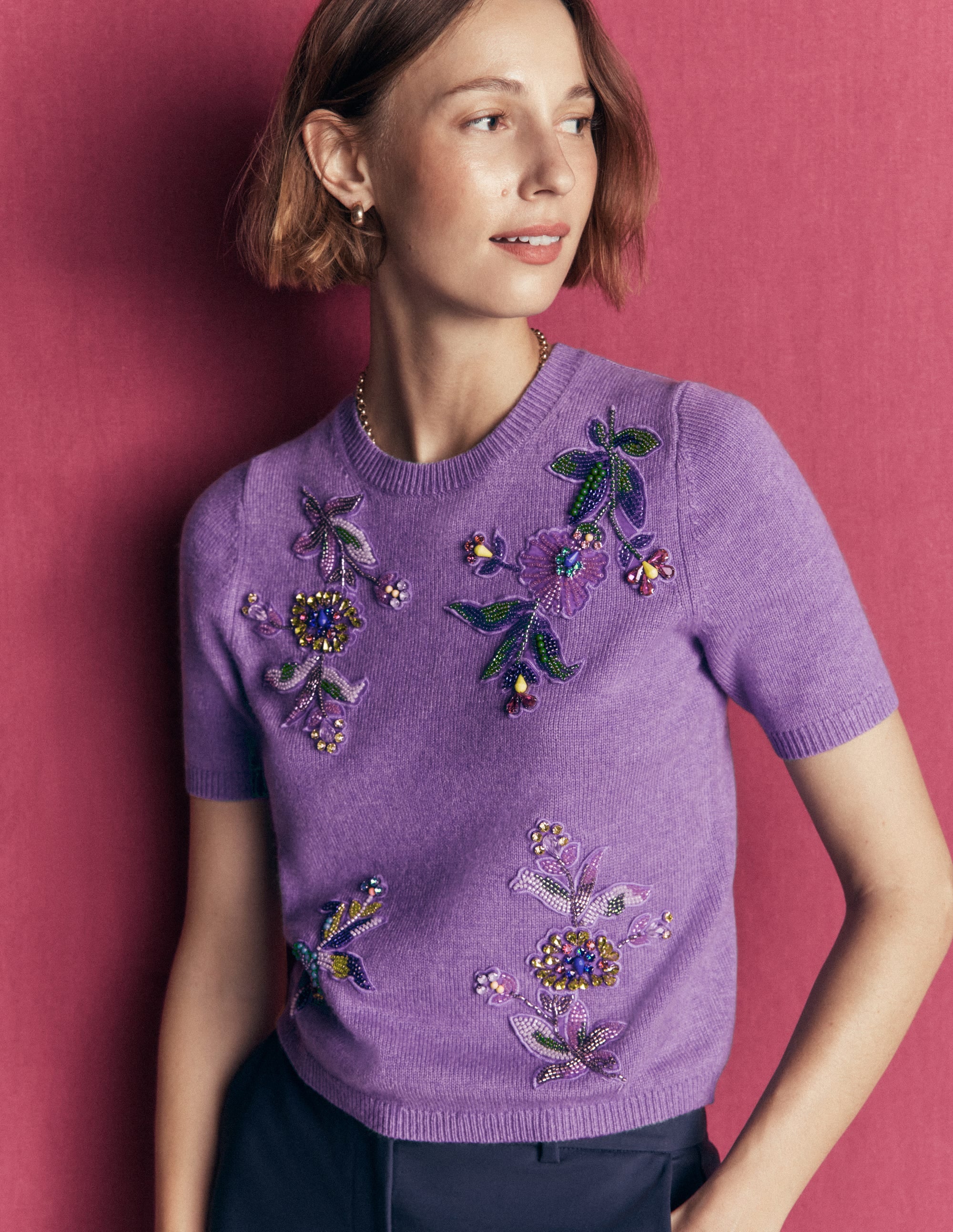Ria Embellished Knit T-Shirt-Amethyst Purple - Image 3